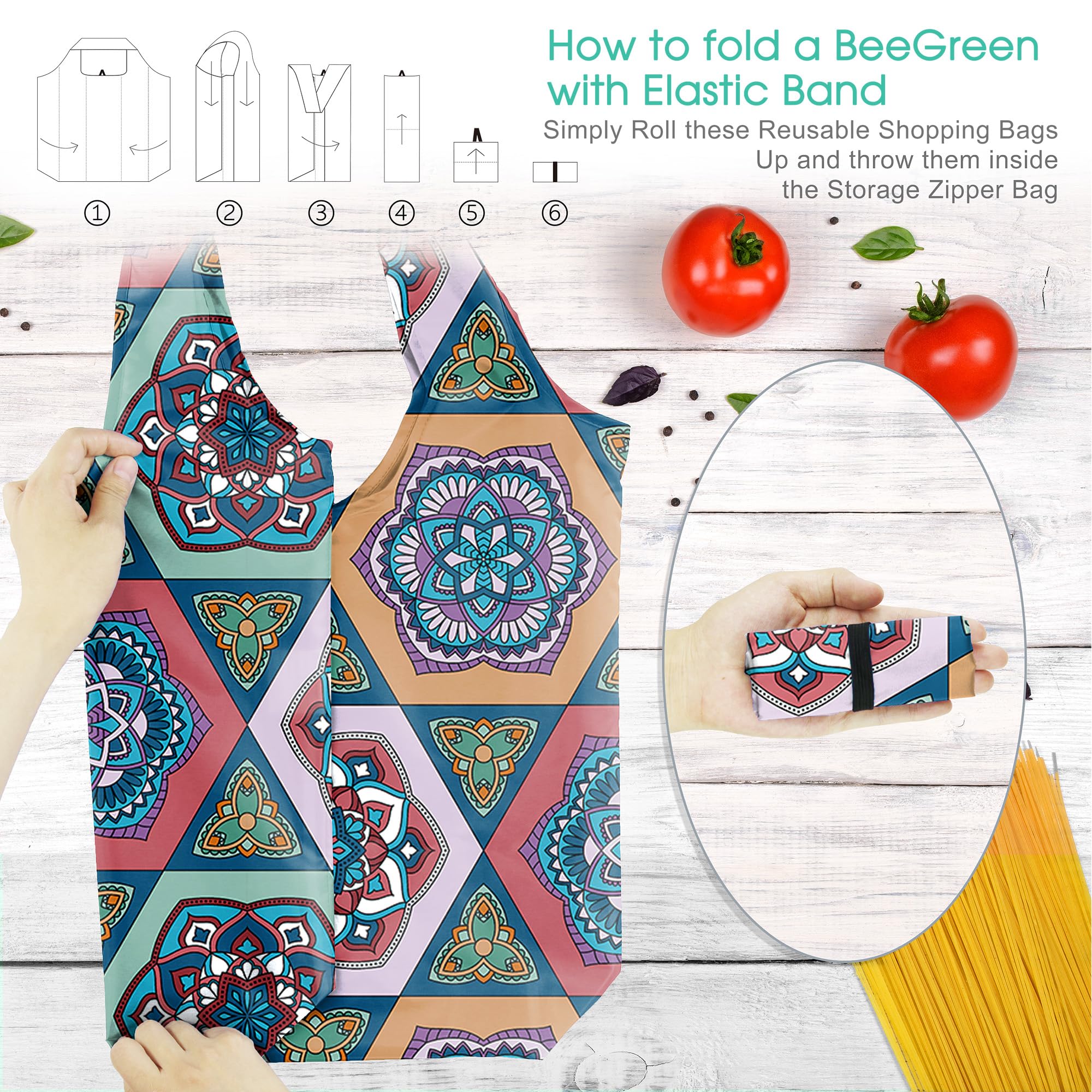 Foto 4 pulgar | Bolsas De Supermercado Reutilizables Beegreen Mandala Xl, 50 Kg, Paquete De 6 - Venta Internacional.