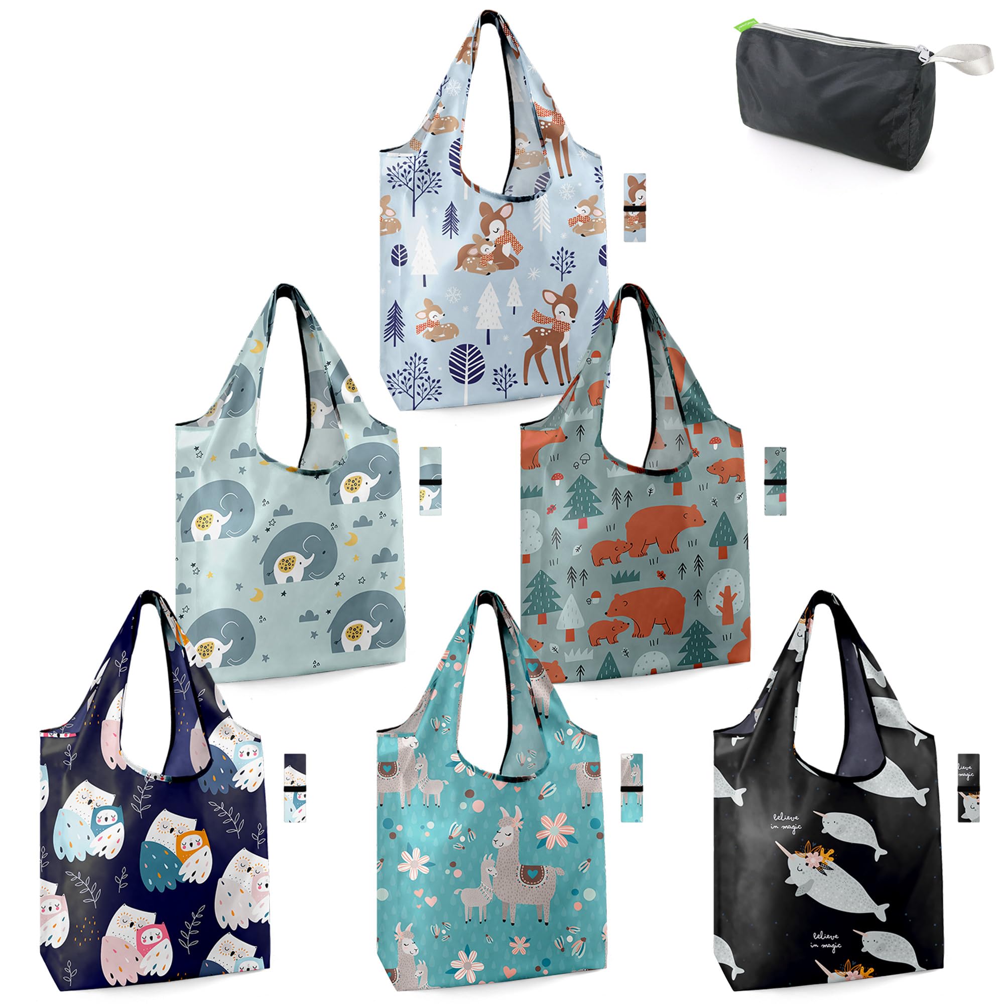 Foto 1 | Bolsas De Supermercado Reutilizables Beegreen, Paquete De 6 Unidades, Estampado Animal, 23 Litros - Venta Internacional.