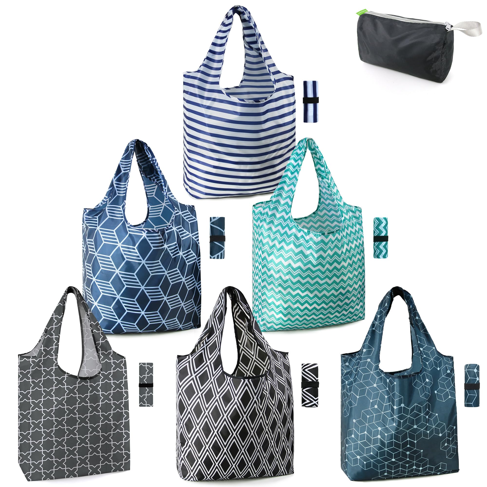 Bolsas De Supermercado Reutilizables Beegreen Geometry Xl, 6 Paquetes - Venta Internacional.