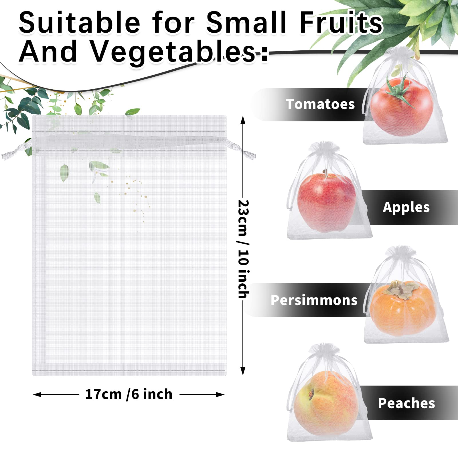 Foto 3 pulgar | Bolsas Protectoras De Frutas Boao, 200 Unidades, Con Cordón, 15 X 25 Cm - Venta Internacional.