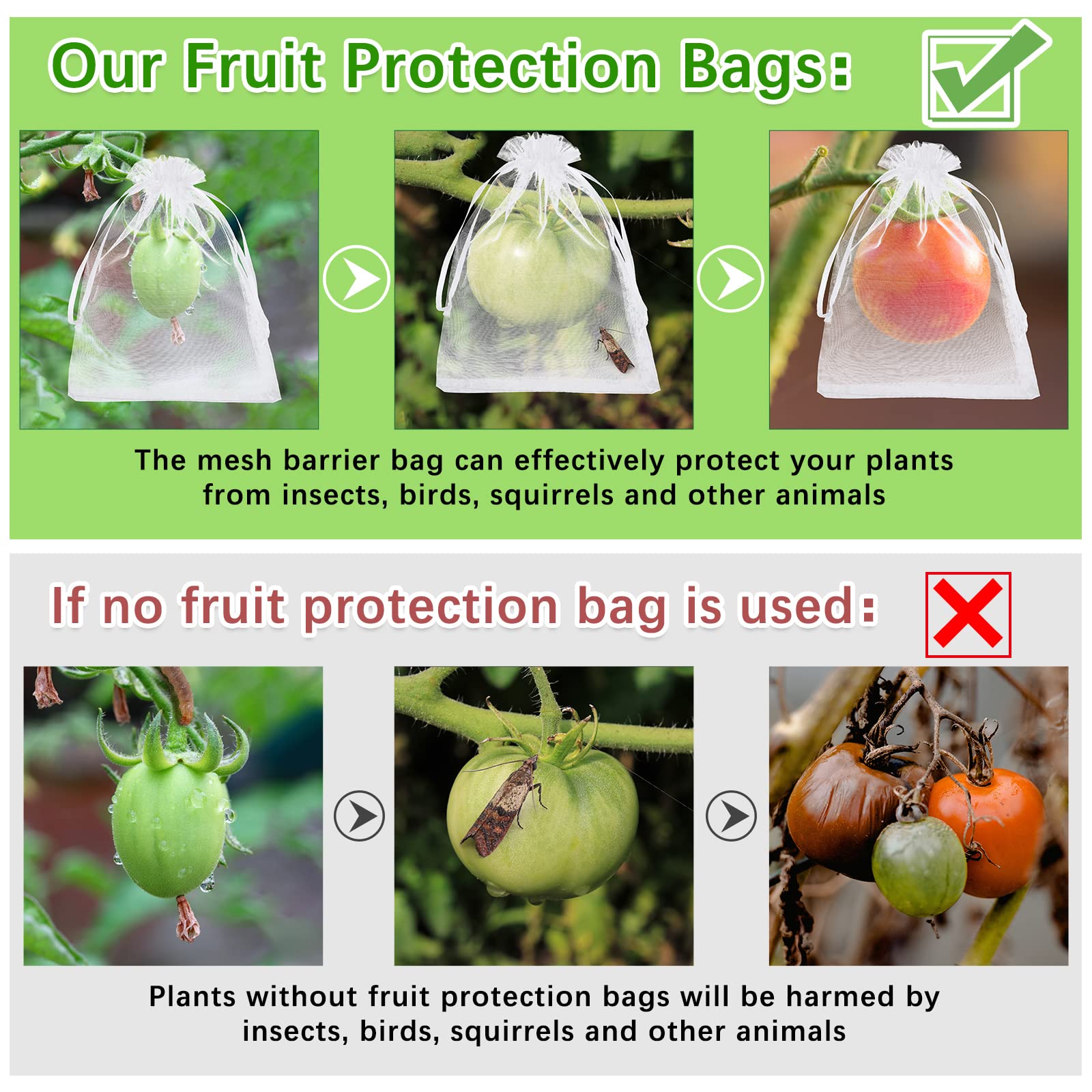 Foto 5 pulgar | Bolsas Protectoras De Frutas Boao, 200 Unidades, Con Cordón, 15 X 25 Cm - Venta Internacional.