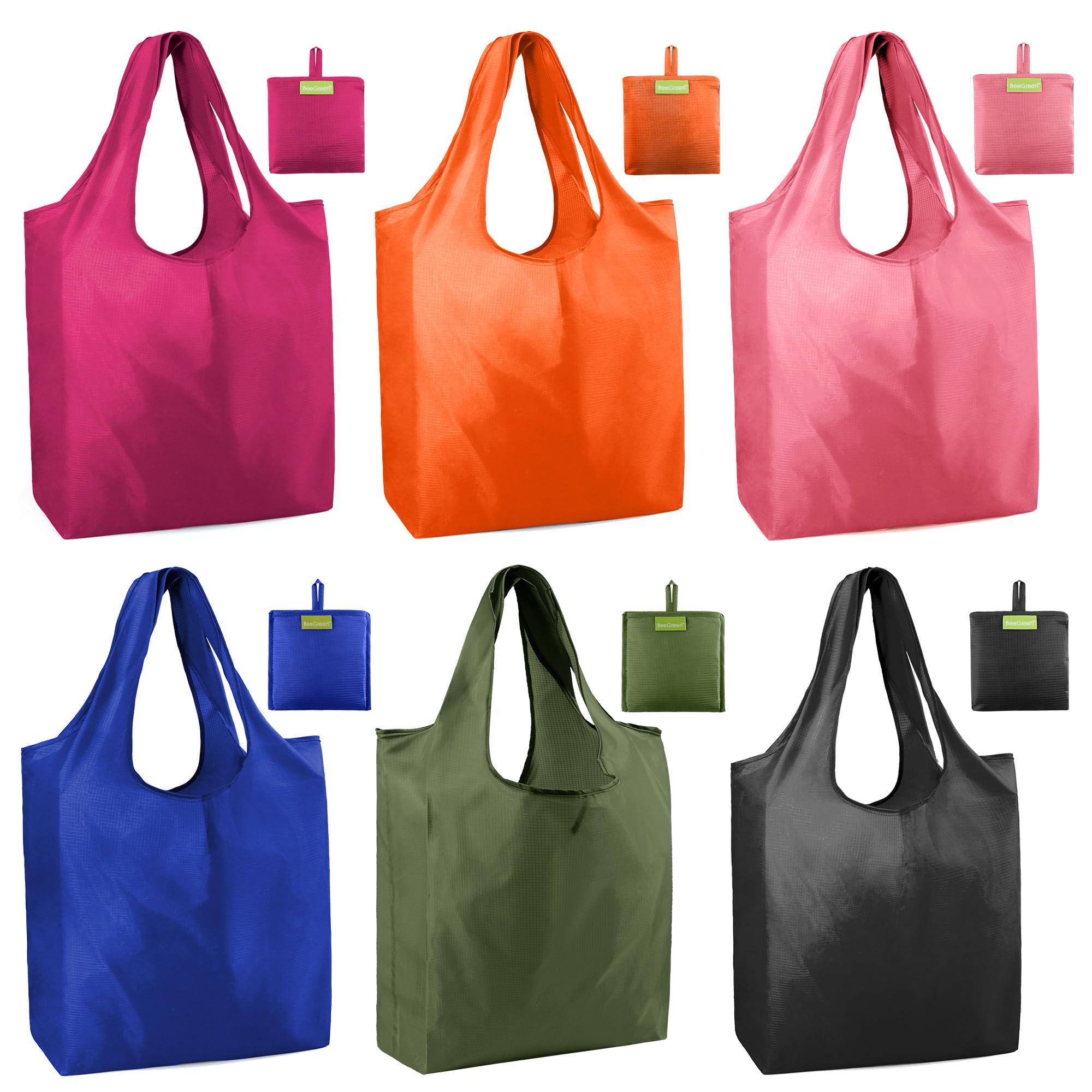 Foto 1 | Bolsas De Supermercado Reutilizables Beegreen De Poliéster Plegables, Paquete De 6 - Venta Internacional.