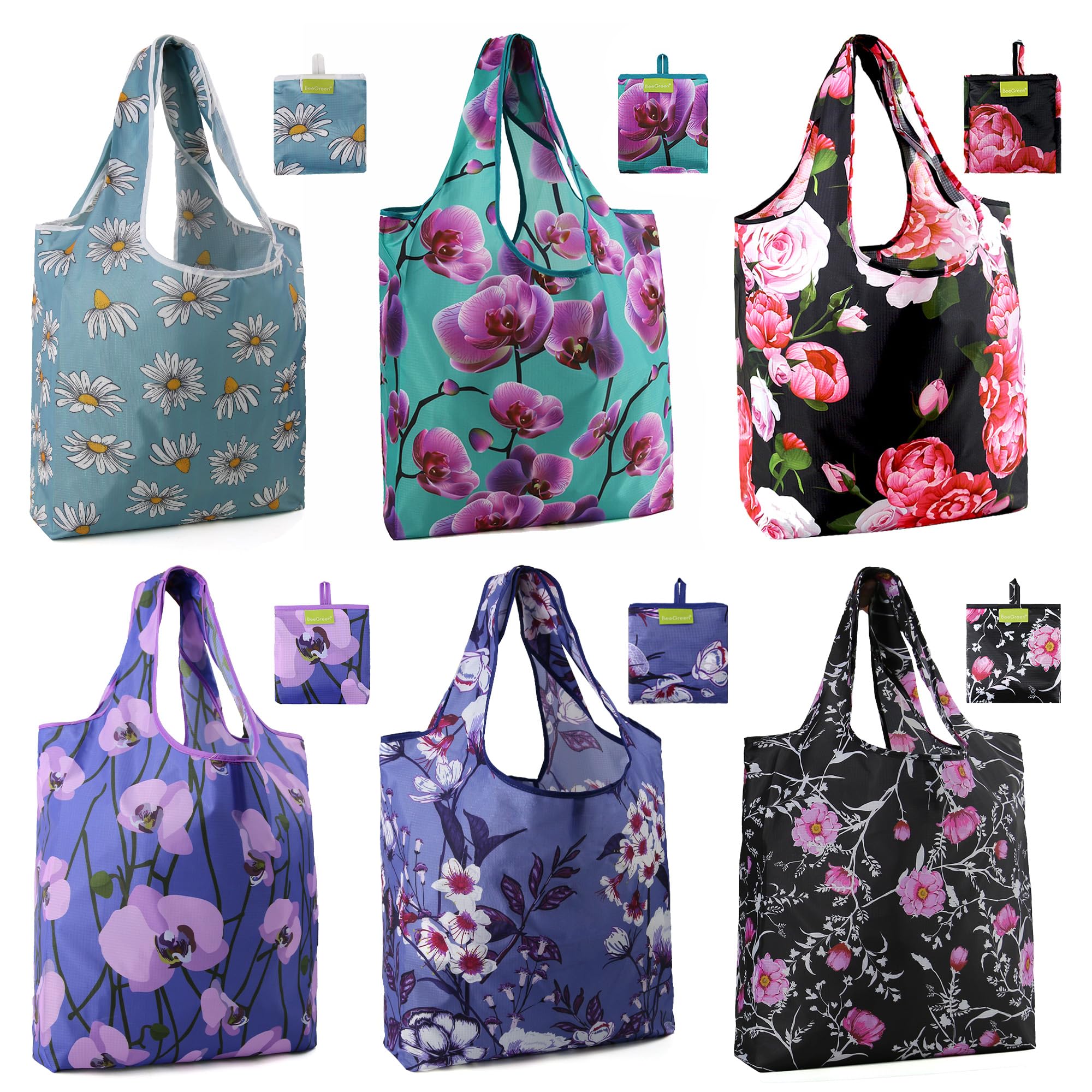 Bolsas De Supermercado Reutilizables Beegreen Plegables De Poliéster Para Mujer - Venta Internacional.