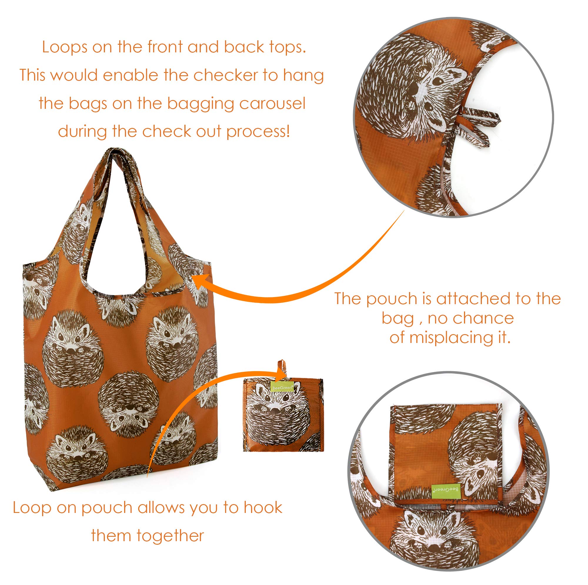 Foto 3 | Juego De 6 Bolsas De Supermercado Reutilizables Beegreen Animal Lover De Poliéster - Venta Internacional.