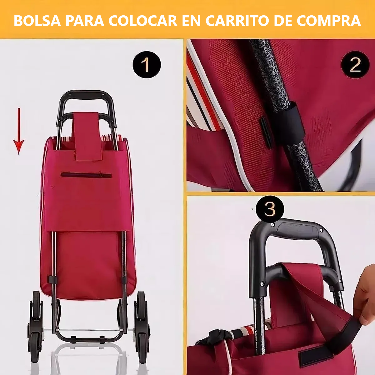 Foto 3 pulgar | Bolsa de Repuesto Carrito de la Compra Impermeable Vino