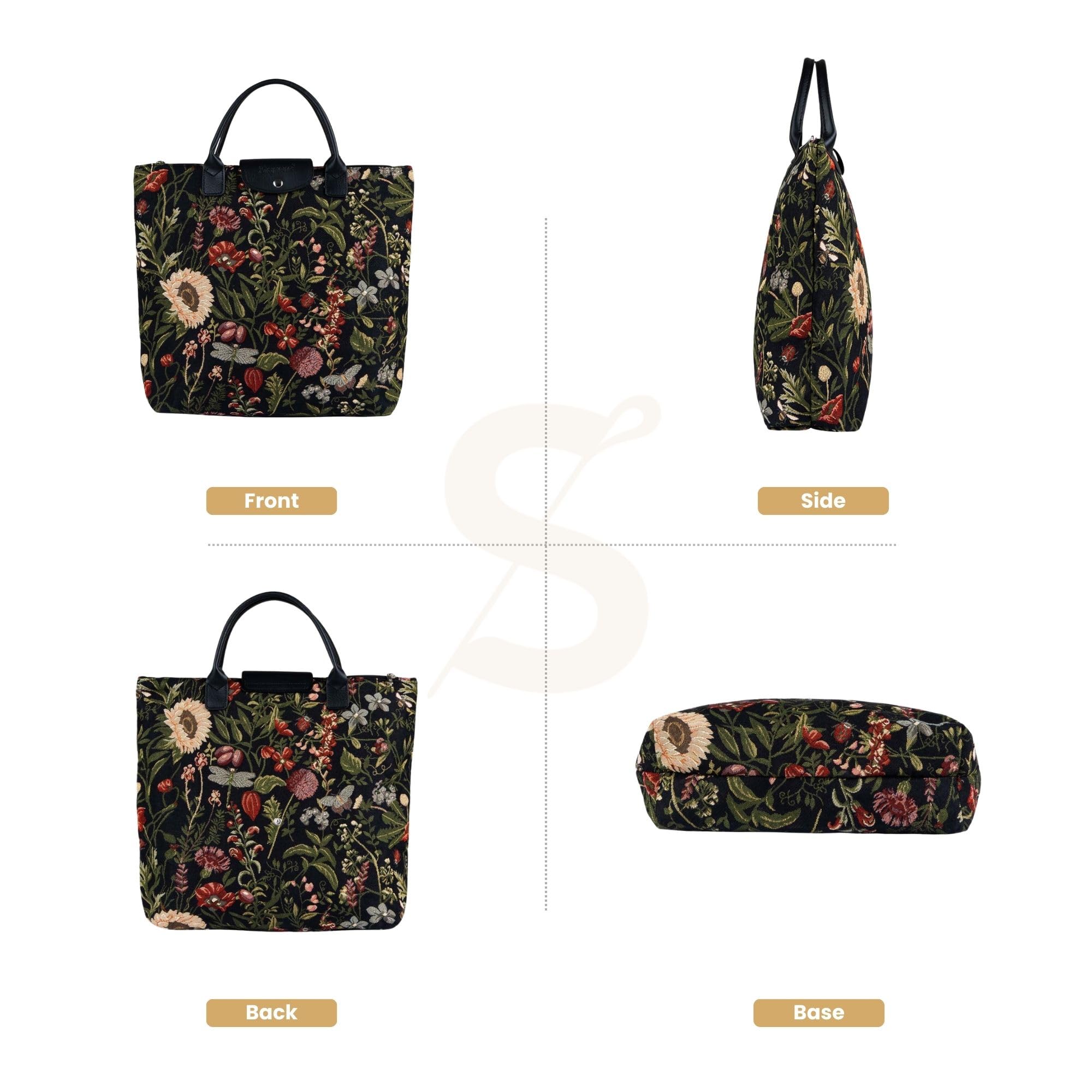Foto 2 | Bolsa Plegable Con Diseño De Peonía Floral Y Reutilizable - Venta Internacional.