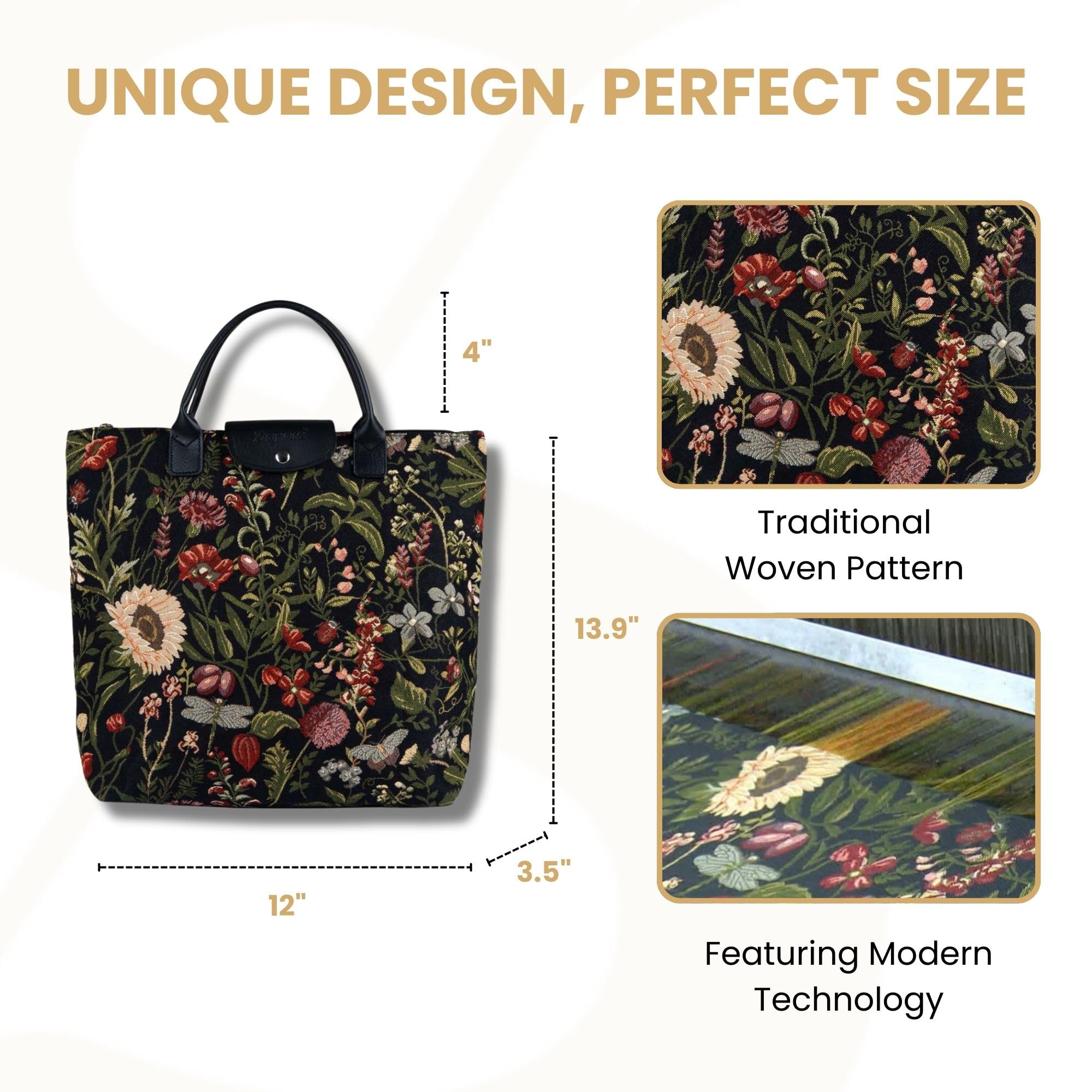 Foto 4 pulgar | Bolsa Plegable Con Diseño De Peonía Floral Y Reutilizable - Venta Internacional.