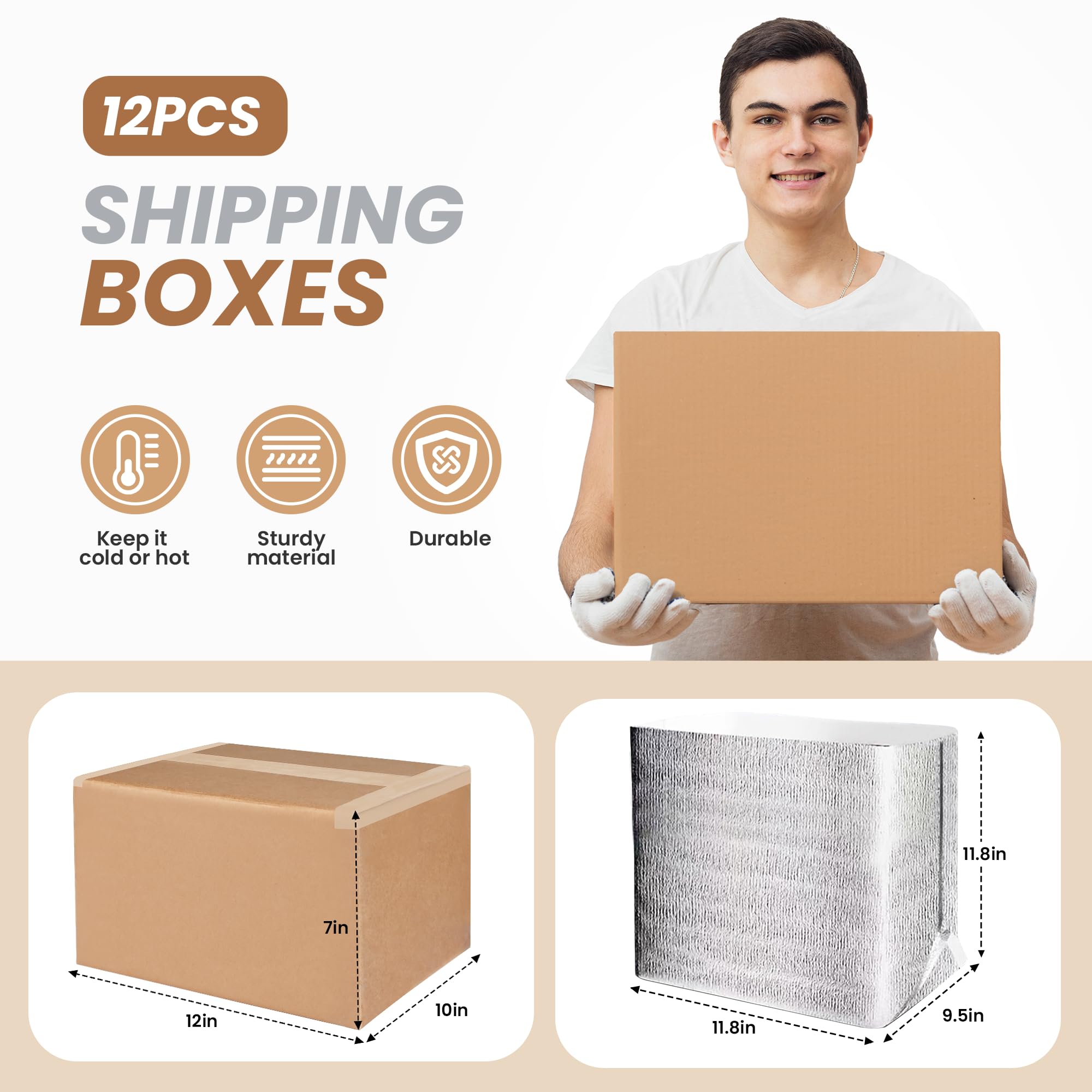 Foto 3 pulgar | Cajas De Envío Aislantes Simple Deluxe, Paquete De 12 Con Forro - Venta Internacional.