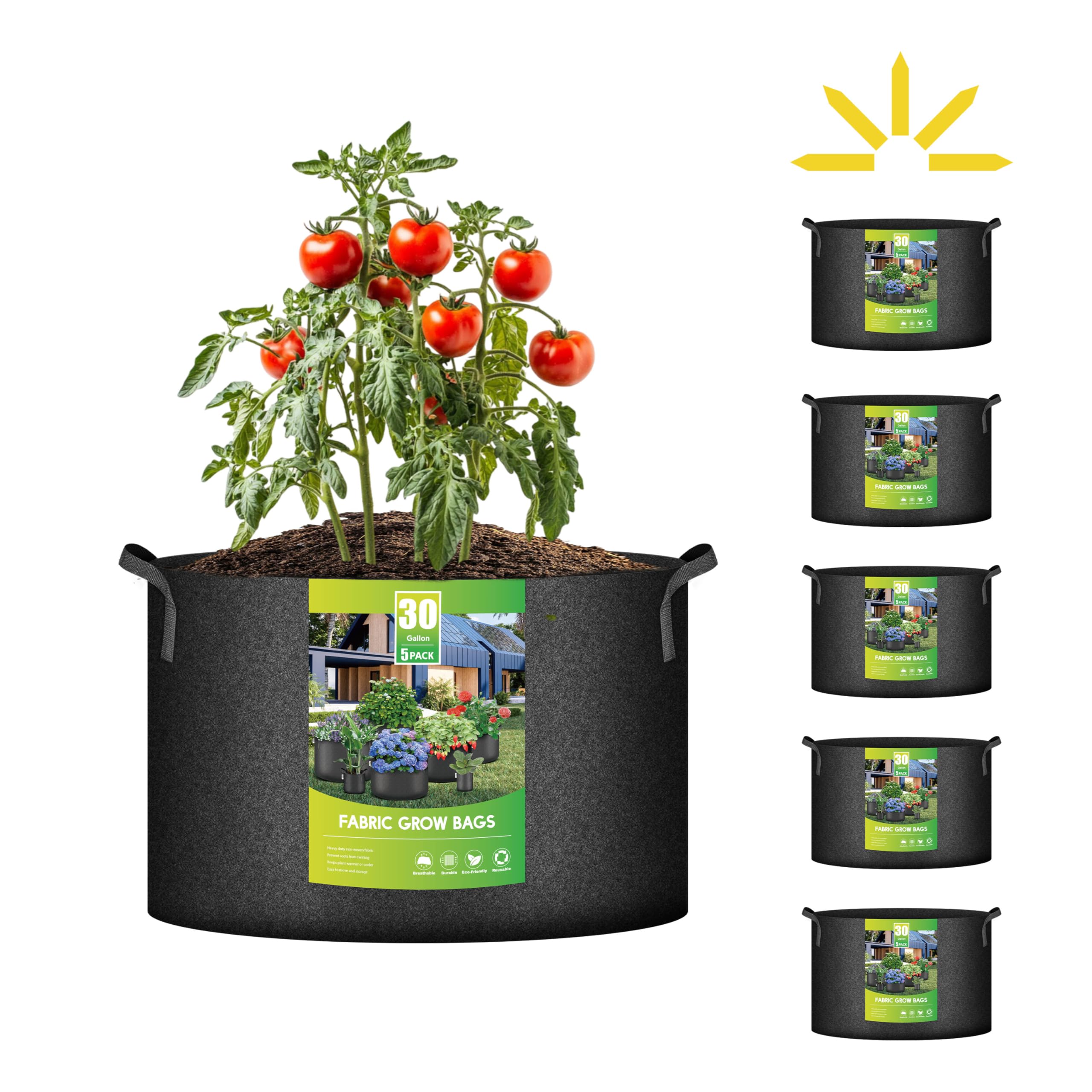 Foto 2 pulgar | Grow Bags Ipower, Tela No Tejida De 30 Galones (113,6 Litros), 5 Unidades, Color Negro - Venta Internacional.