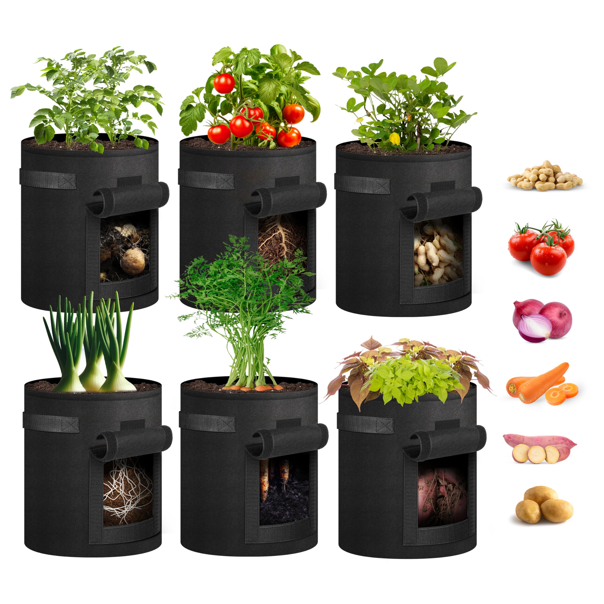 Foto 2 pulgar | Bolsas Para Cultivo De Patatas Ipower, 26 L, Paquete De 6 Con Asa Y Ventana De Cosecha - Venta Internacional.