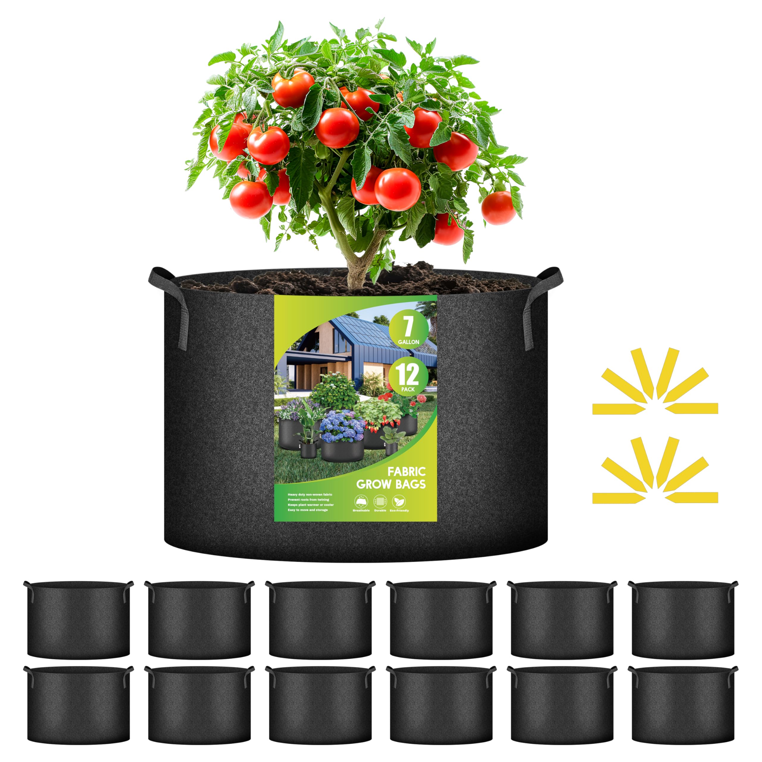 Foto 2 pulgar | Grow Bags Ipower, Paquete De 12 Unidades, 26,5 L, Tela No Tejida De Alta Resistencia - Venta Internacional.