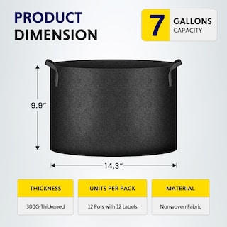 Foto 2 | Grow Bags Ipower, Paquete De 12 Unidades, 26,5 L, Tela No Tejida De Alta Resistencia - Venta Internacional.