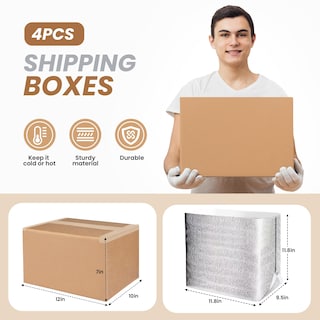 Foto 2 | Cajas De Envío Aislantes Simple Deluxe, Paquete De 4 Con Forro, 12 X 10 - Venta Internacional.