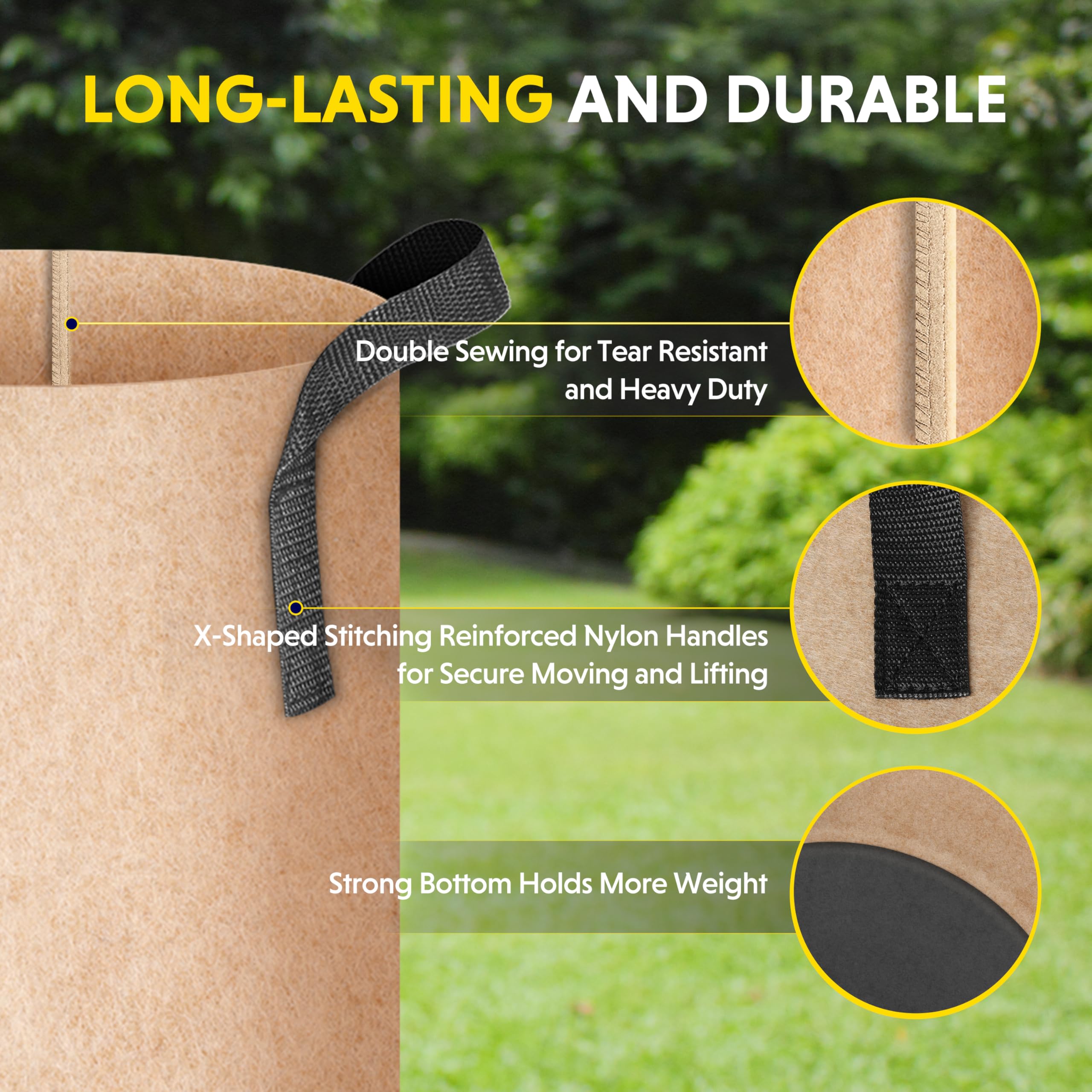Foto 2 | Grow Bags Ipower, Paquete De 12 Unidades, 19 L, Tela No Tejida Resistente, Color Canela - Venta Internacional.
