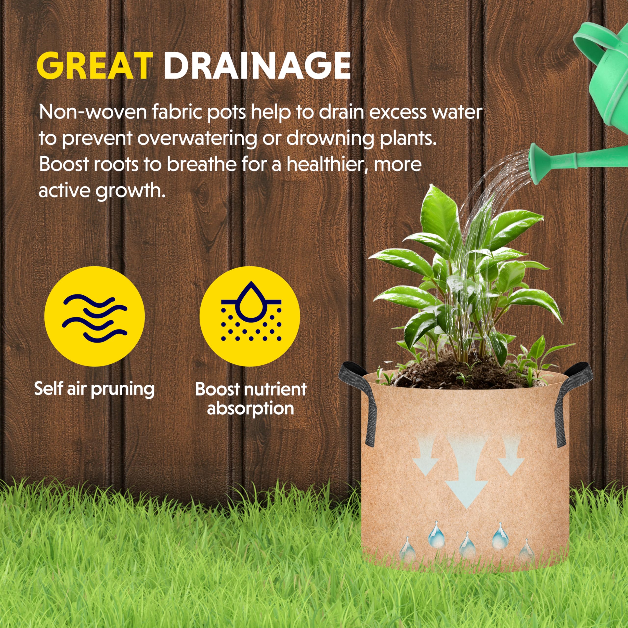 Foto 4 | Grow Bags Ipower, Paquete De 12 Unidades, 19 L, Tela No Tejida Resistente, Color Canela - Venta Internacional.