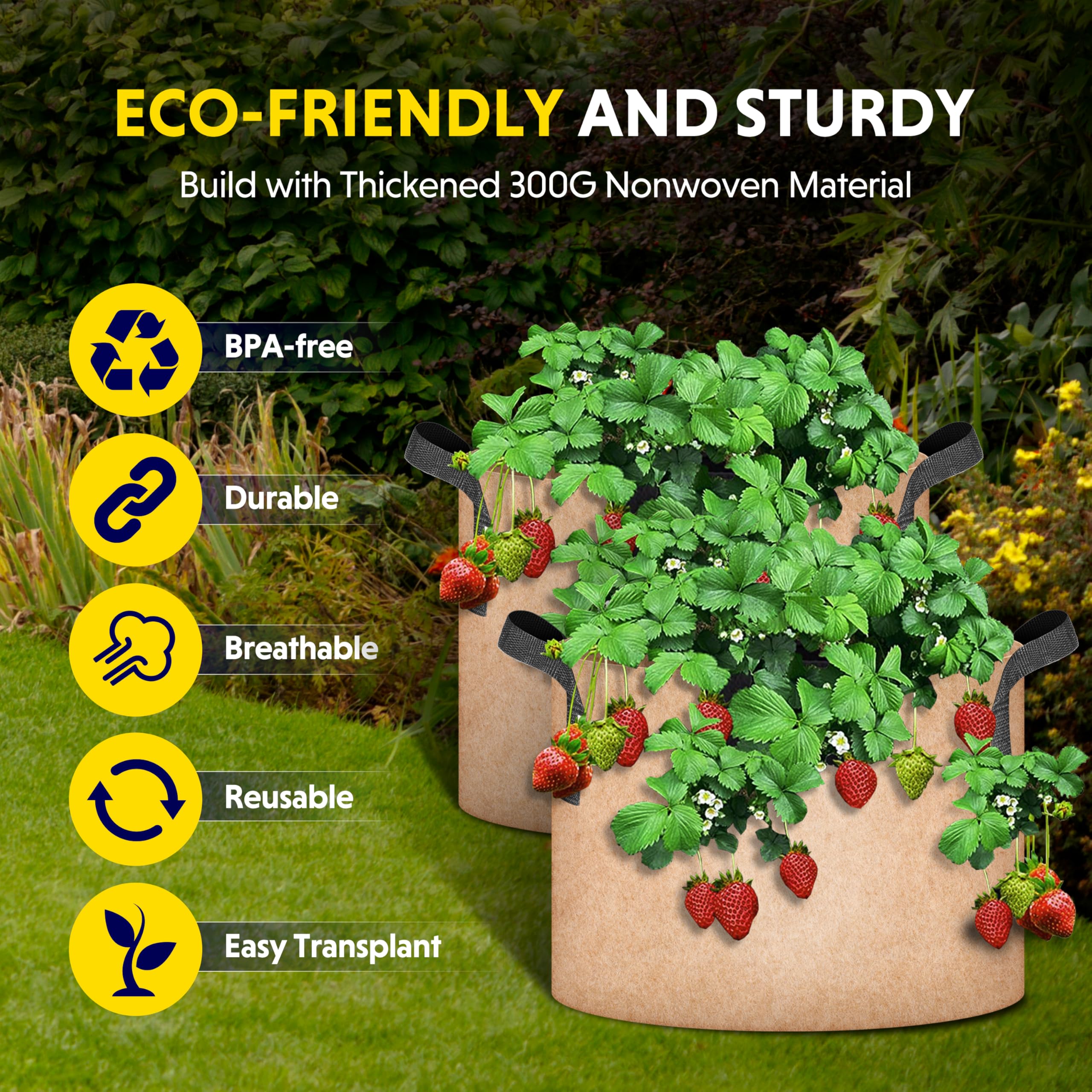 Foto 6 | Grow Bags Ipower, Paquete De 12 Unidades, 19 L, Tela No Tejida Resistente, Color Canela - Venta Internacional.