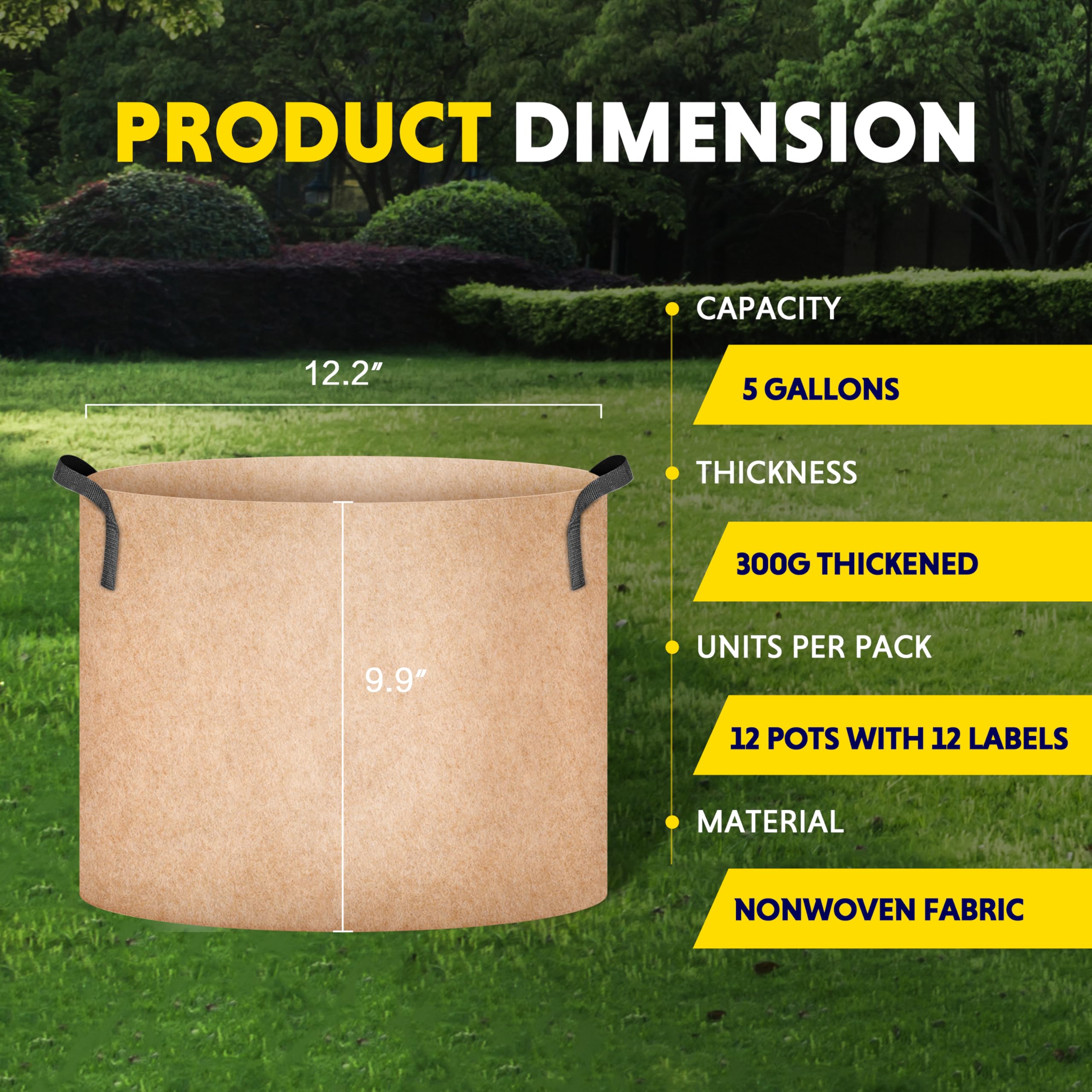 Foto 7 | Grow Bags Ipower, Paquete De 12 Unidades, 19 L, Tela No Tejida Resistente, Color Canela - Venta Internacional.