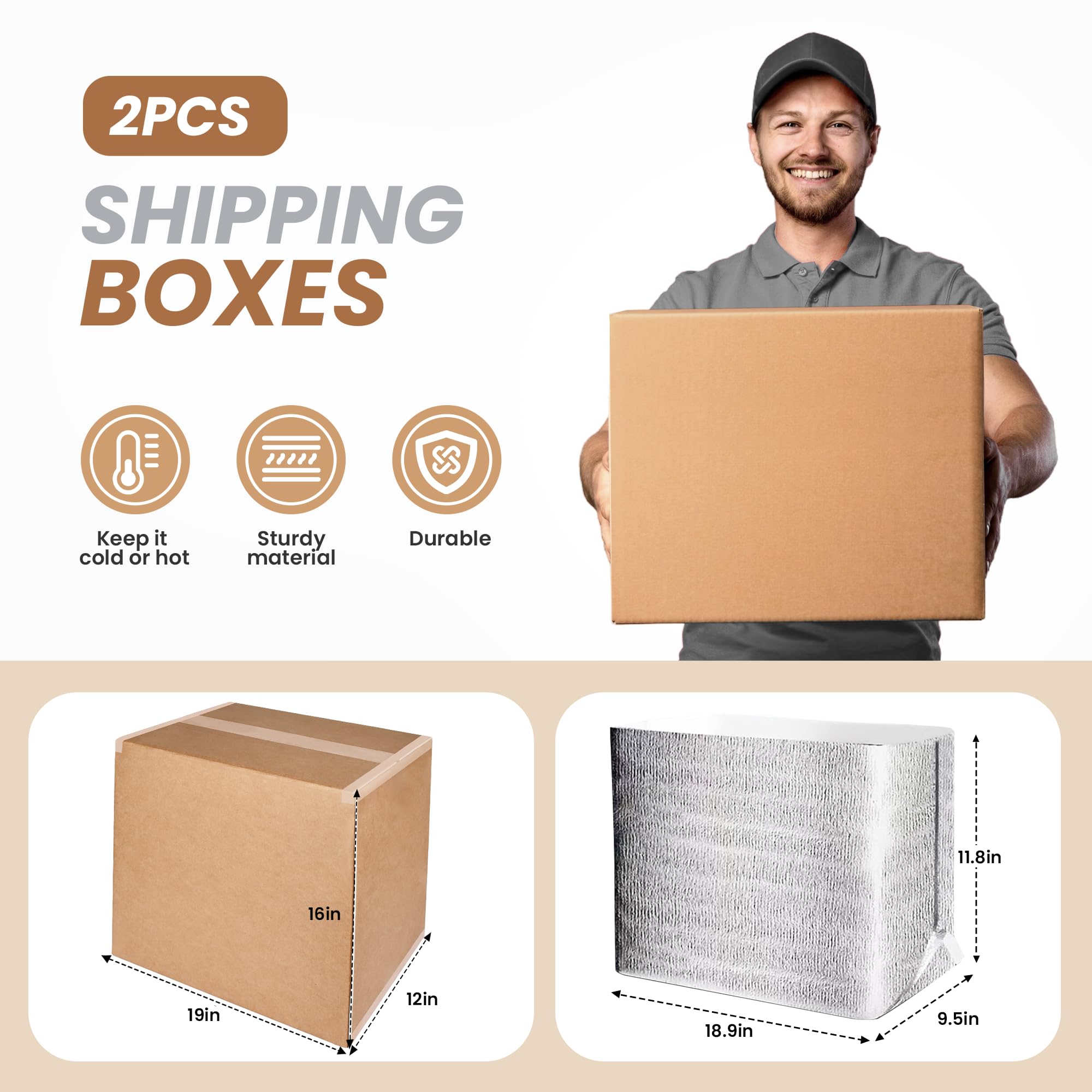 Foto 3 pulgar | Cajas De Envío Aislantes Simple Deluxe, Paquete De 2 Con Forro, 19 X 12 - Venta Internacional.