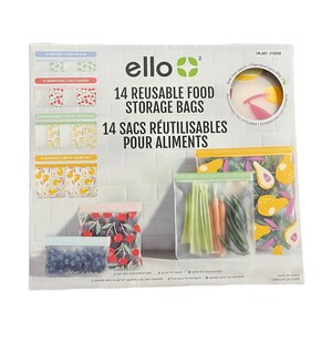 Foto 1 | Bolsas De Almacenamiento De Alimentos Reutilizables Ello 14 Bolsas Con Cremallera - Venta Internacional.