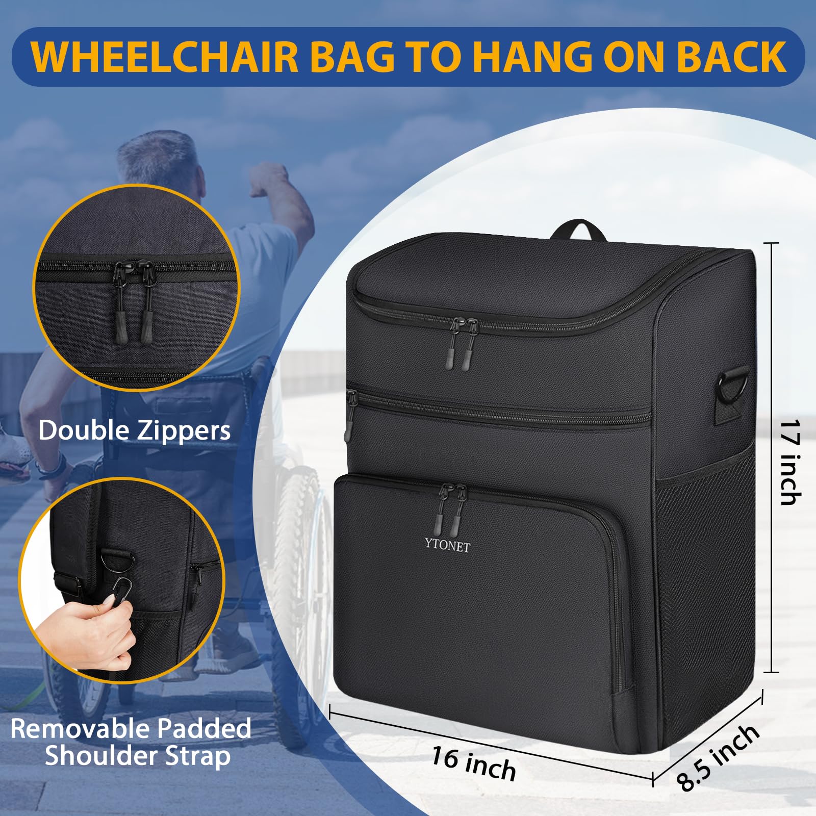 Foto 3 pulgar | Bolsa Para Silla De Ruedas Ytonet Wheelchair Storage 16l Impermeable Negra - Venta Internacional.