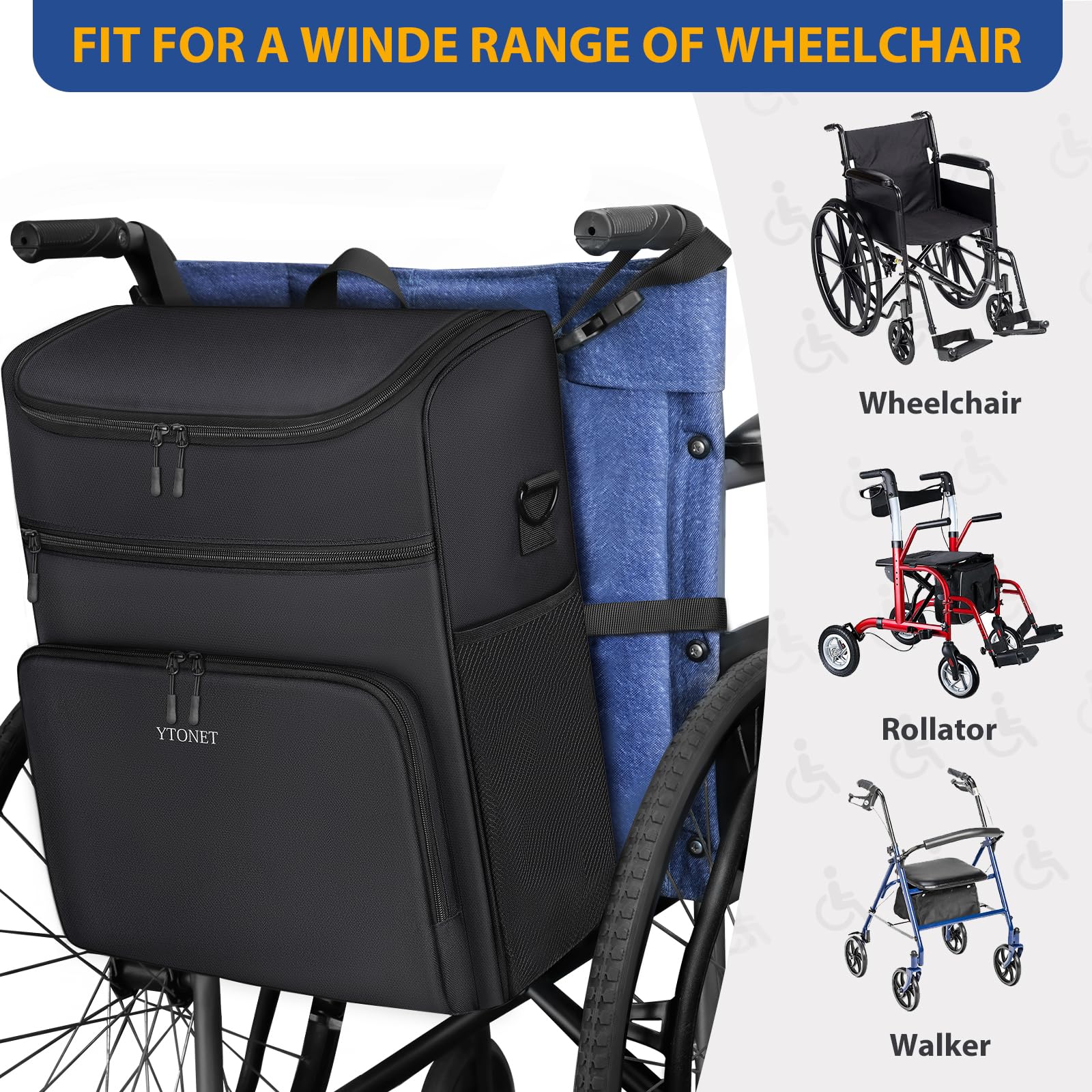 Foto 8 pulgar | Bolsa Para Silla De Ruedas Ytonet Wheelchair Storage 16l Impermeable Negra - Venta Internacional.