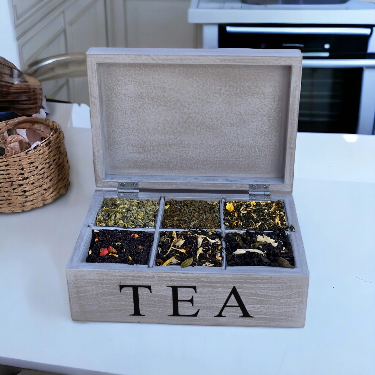Foto 2 | Caja para Té Hogare Vintage Gris 6 Espacios
