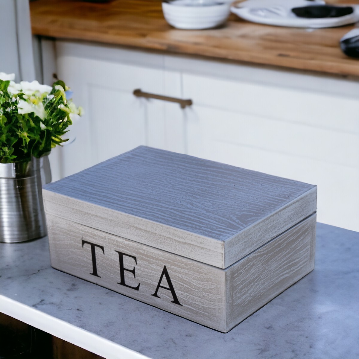 Foto 5 pulgar | Caja para Té Hogare Vintage Gris 6 Espacios