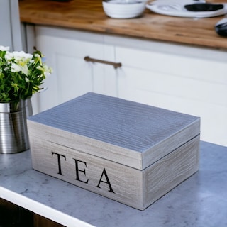 Foto 4 | Caja para Té Hogare Vintage Gris 6 Espacios