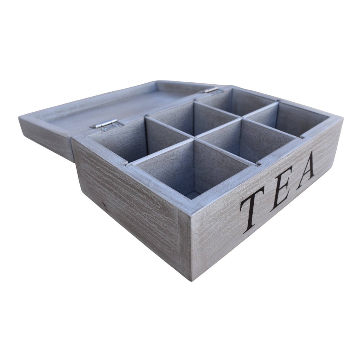 Foto 6 pulgar | Caja para Té Hogare Vintage Gris 6 Espacios