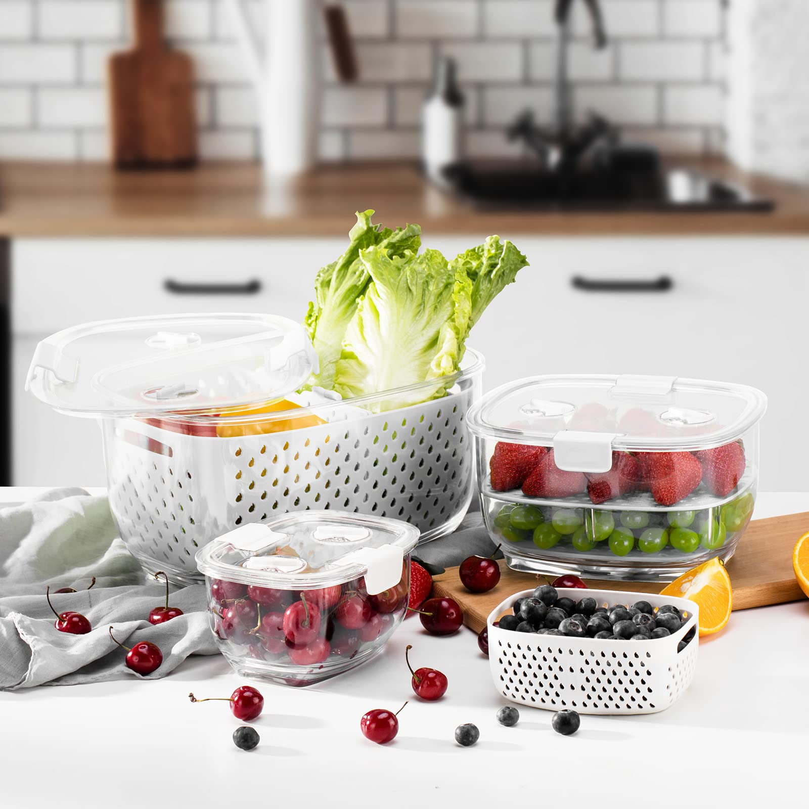 Foto 3 | Contenedores De Almacenamiento Luxear Para Productos Frescos, Verduras Y Frutas X3 - Venta Internacional.