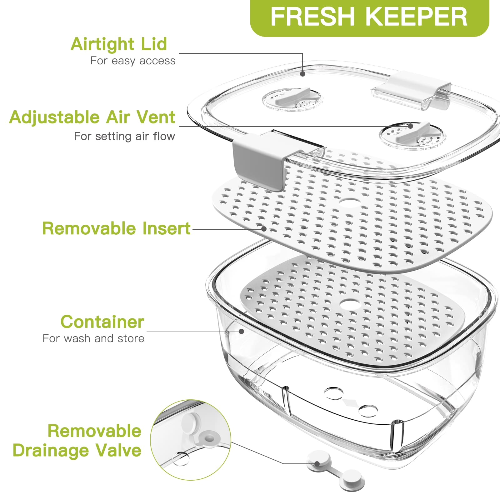 Foto 7 pulgar | Contenedores De Almacenamiento Luxear Para Productos Frescos, Verduras Y Frutas X3 - Venta Internacional.