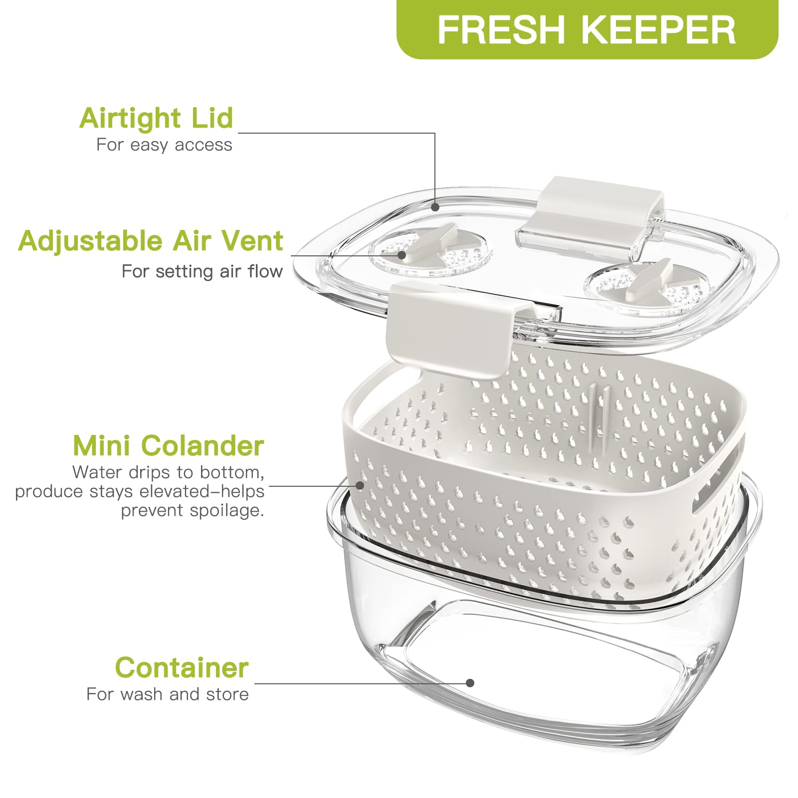 Foto 8 pulgar | Contenedores De Almacenamiento Luxear Para Productos Frescos, Verduras Y Frutas X3 - Venta Internacional.
