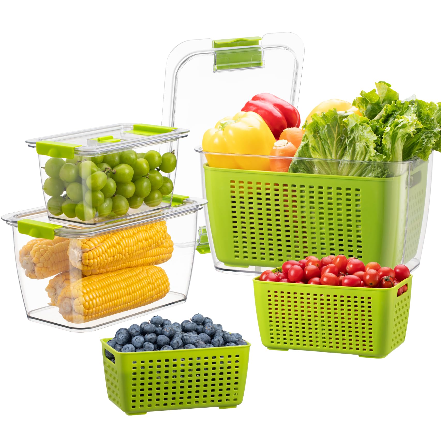 Foto 2 pulgar | Organizador De Nevera Fresh Container Luxear Produce Saver, Paquete De 3 - Venta Internacional.