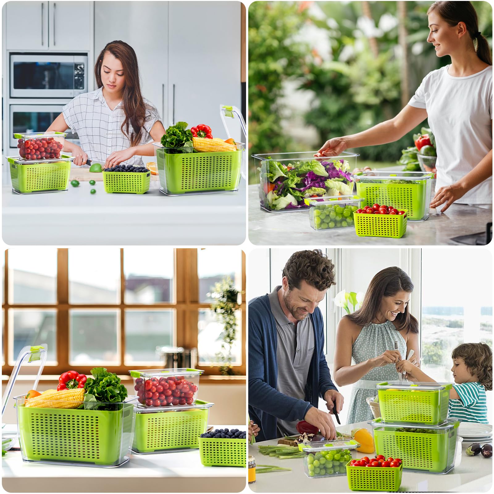 Foto 7 pulgar | Organizador De Nevera Fresh Container Luxear Produce Saver, Paquete De 3 - Venta Internacional.