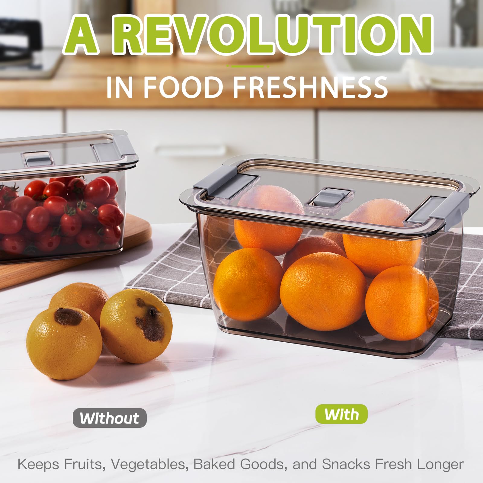 Foto 7 | Contenedores De Almacenamiento Luxear Para Frutas Y Verduras Frescas, Paquete De 3, Color Gris - Venta Internacional.