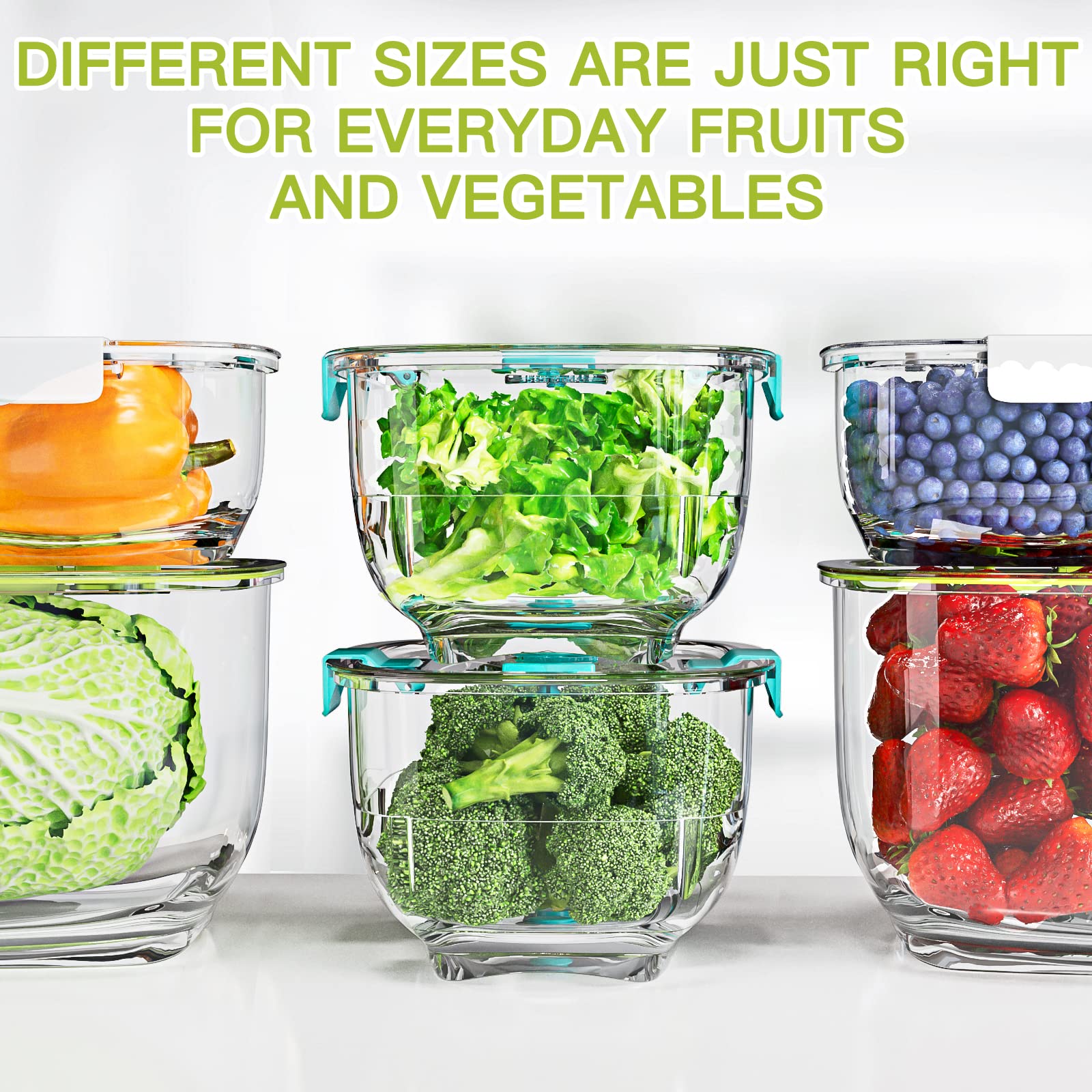 Foto 7 | Contenedores De Almacenamiento Luxear Fresh Produce, Juego De 3 Piezas, Color Verde - Venta Internacional.