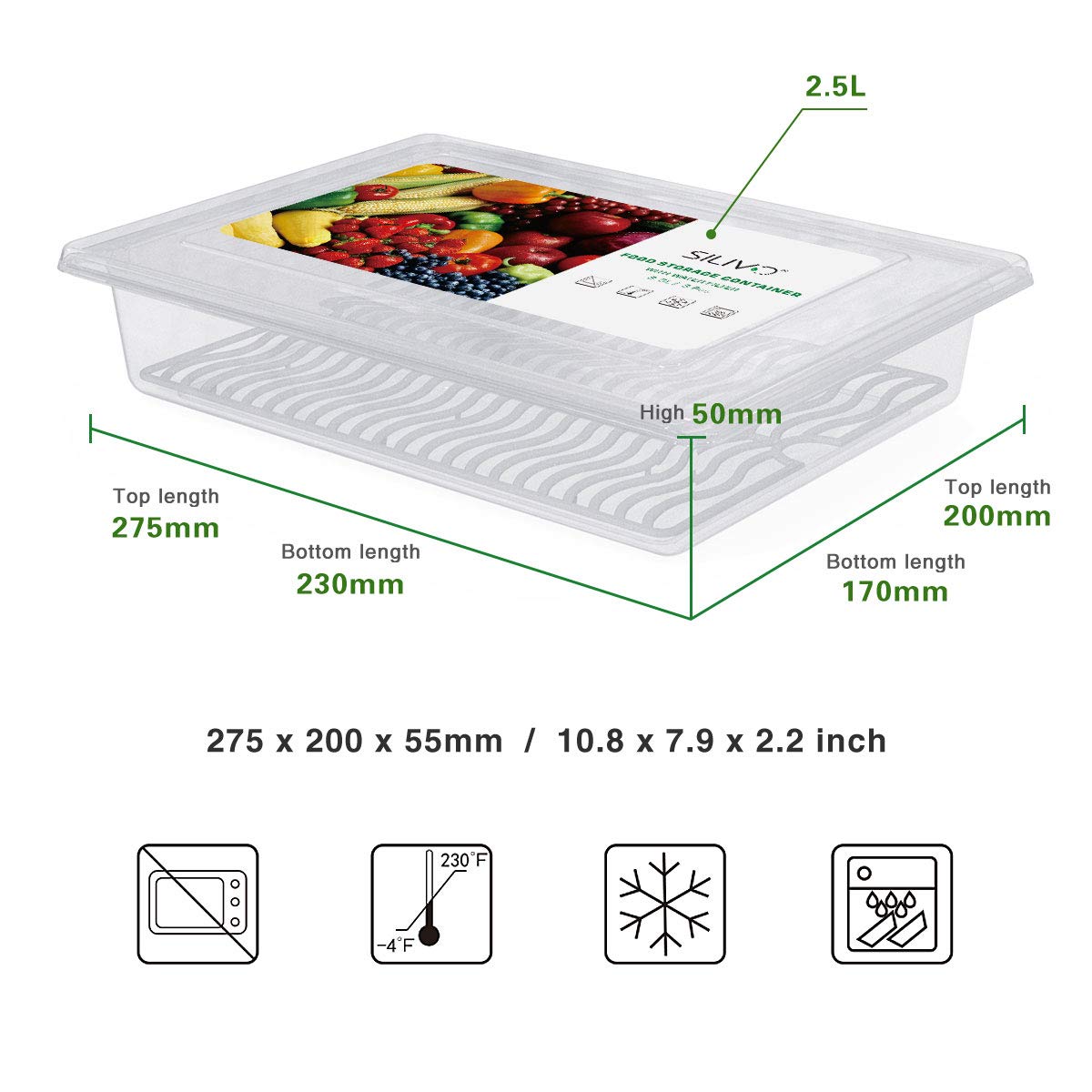 Foto 4 | Contenedores Para Refrigeradores Silivo, 2,5 L (paquete De 3) - Venta Internacional.