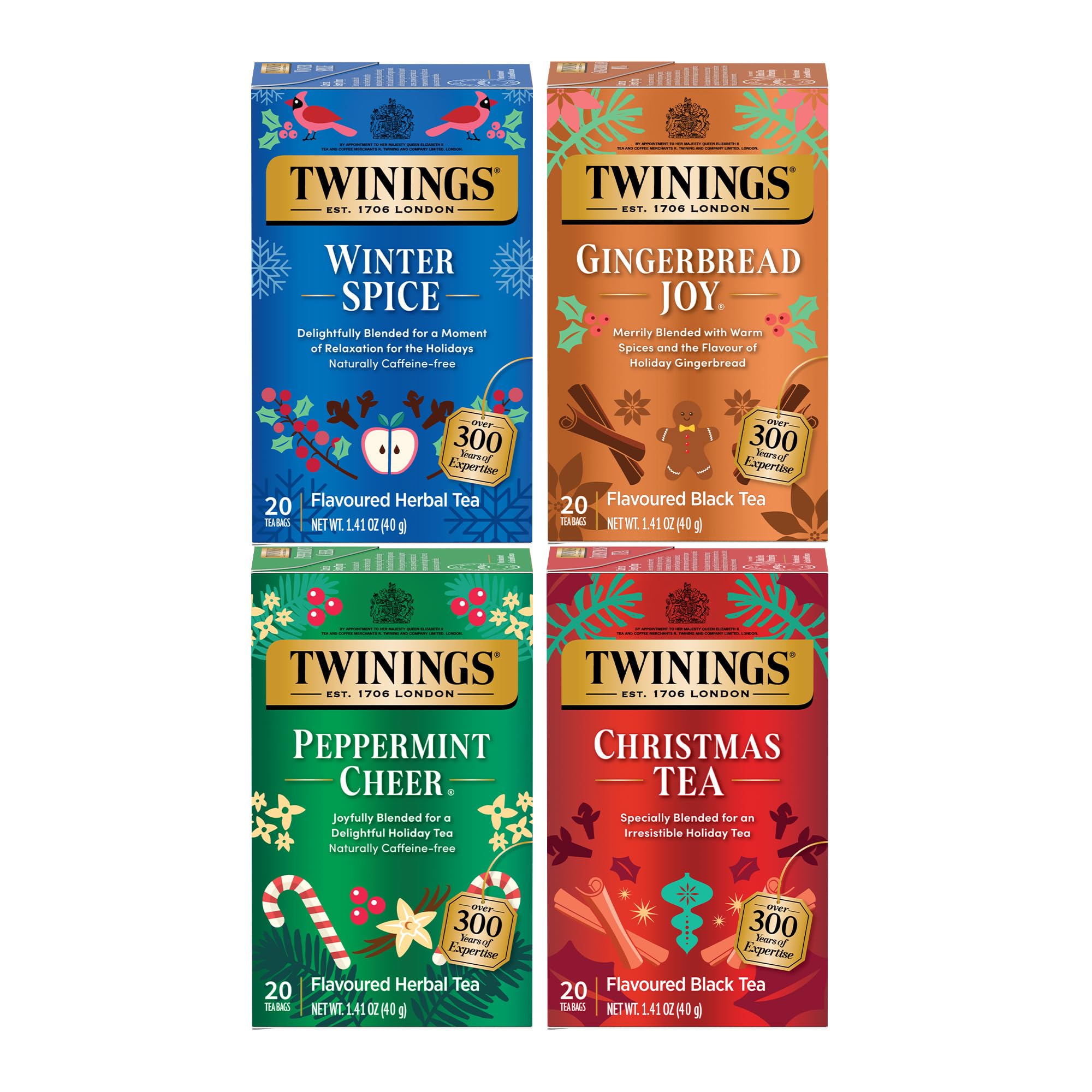 Paquete Variado Navideño De Tea Twinings, 20 Bolsas X 4, Enjoy Hot Or Iced - Venta Internacional.