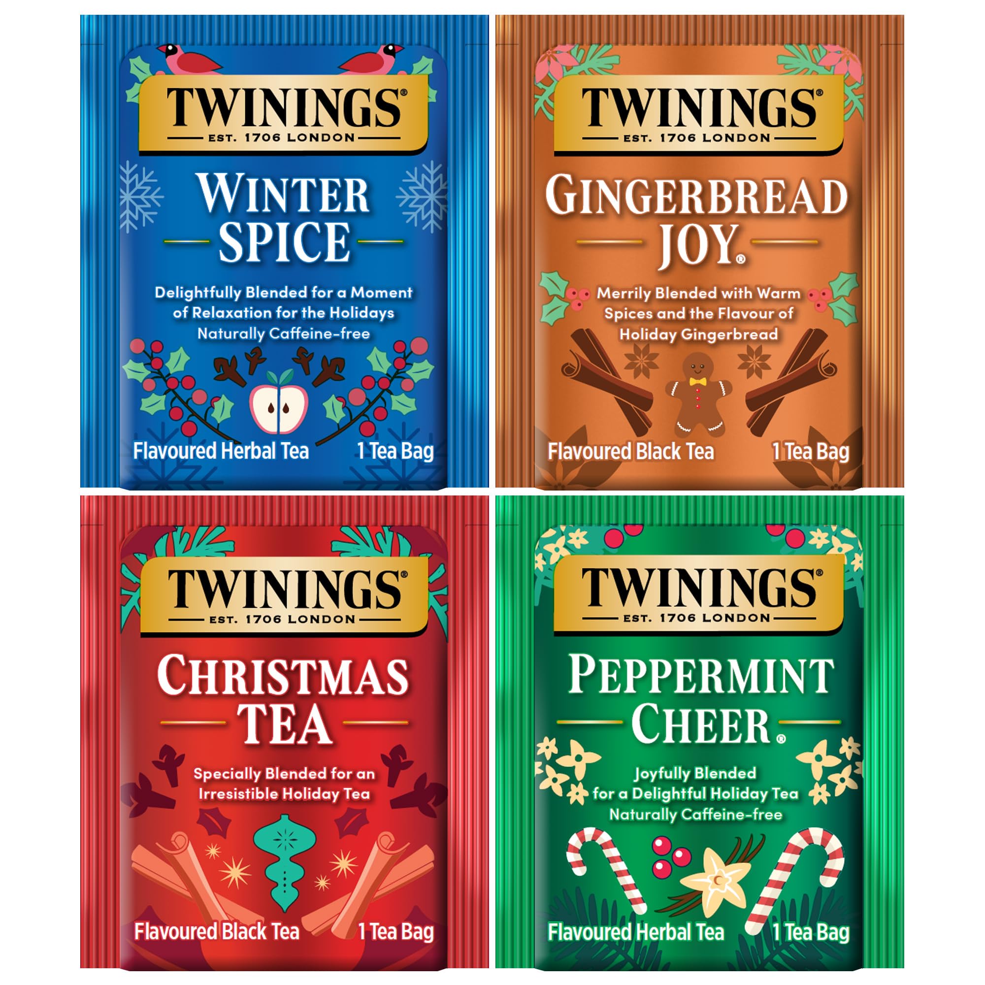 Foto 4 pulgar | Paquete Variado Navideño De Tea Twinings, 20 Bolsas X 4, Enjoy Hot Or Iced - Venta Internacional.