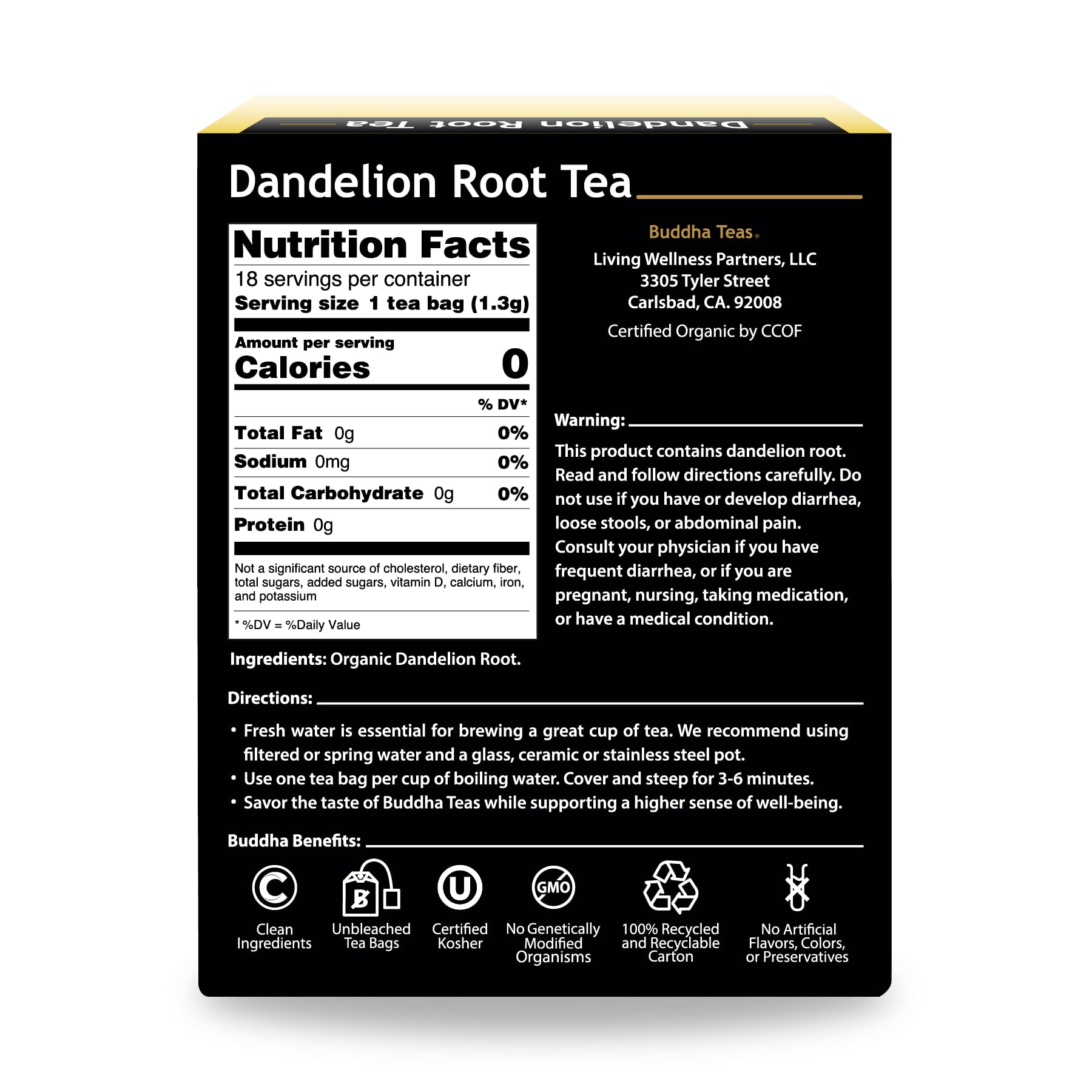 Foto 2 | 18 Bolsitas De Té De Raíz De Diente De León Orgánicas De Tea Buddha Teas - Venta Internacional.