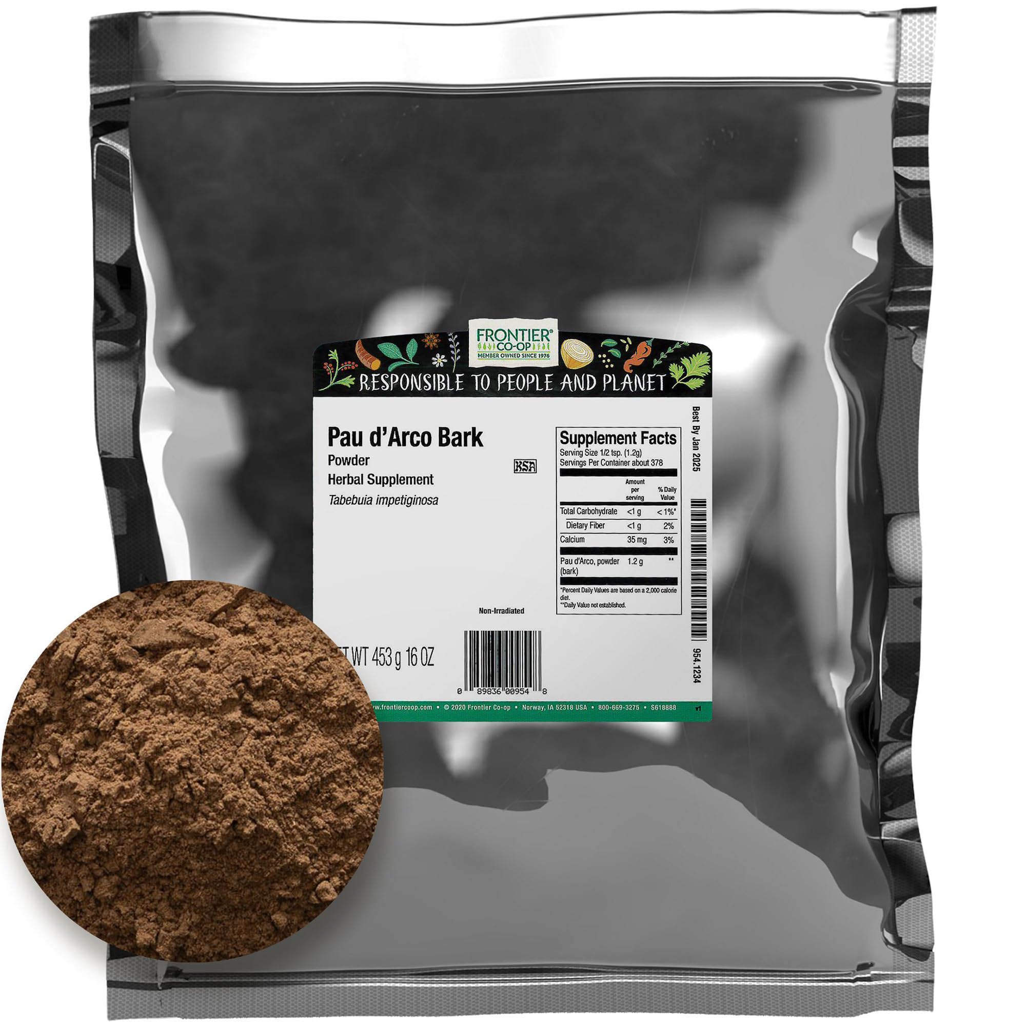 Foto 1 | Corteza De Pau D'arco Molida De Tea Frontier Co-op, 454 G - Venta Internacional.
