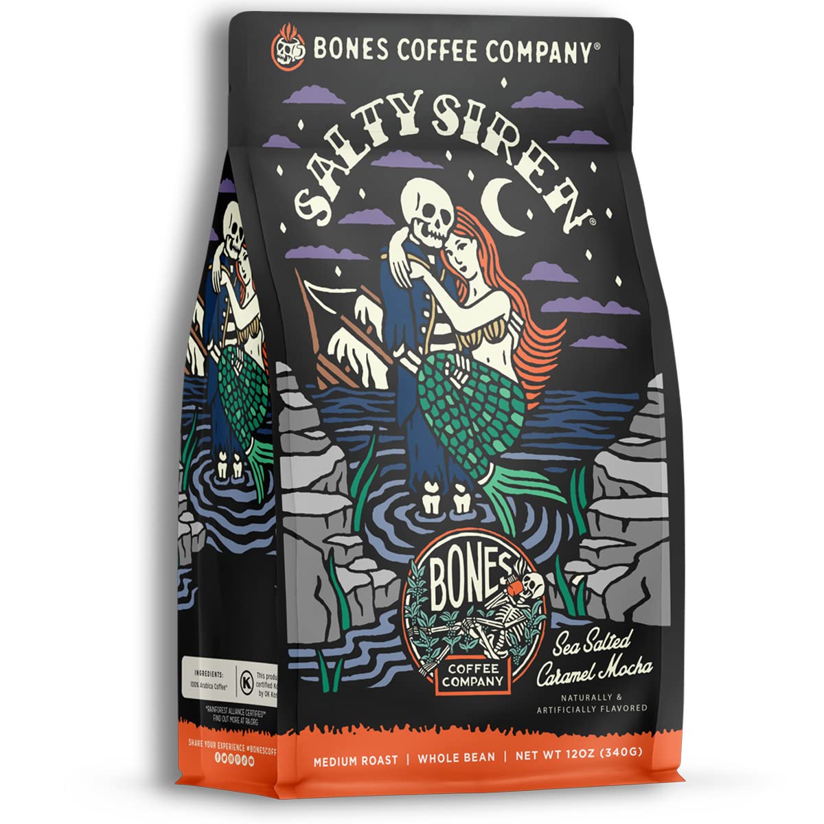 Foto 2 pulgar | Coffee Beans Bones Coffee Salty Siren Caramelo Chocolate 350g - Venta Internacional.