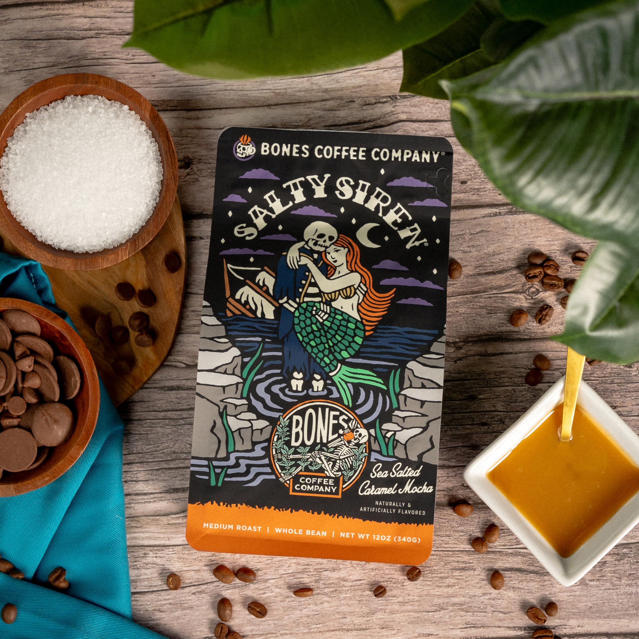 Foto 4 | Coffee Beans Bones Coffee Salty Siren Caramelo Chocolate 350g - Venta Internacional.