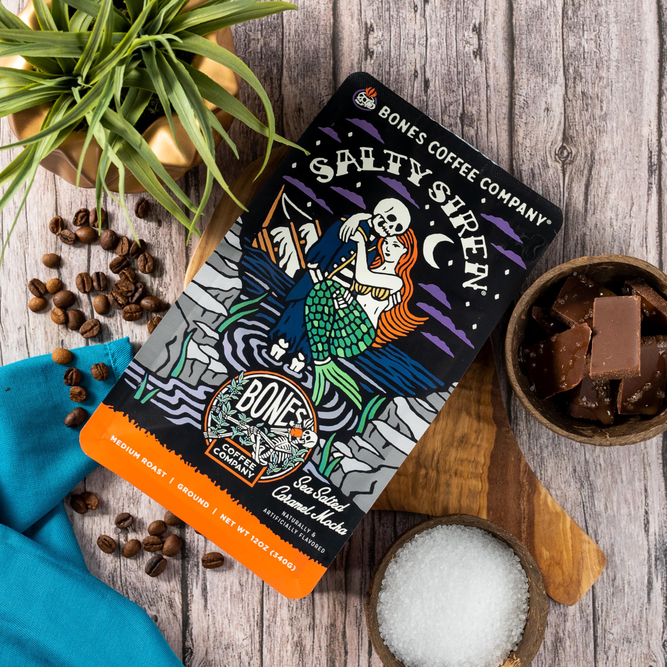 Foto 5 pulgar | Ground Coffee Bones Coffee Company Salty Siren  Sabor A Chocolate Y Caramelo  340 Ml - Venta Internacional.