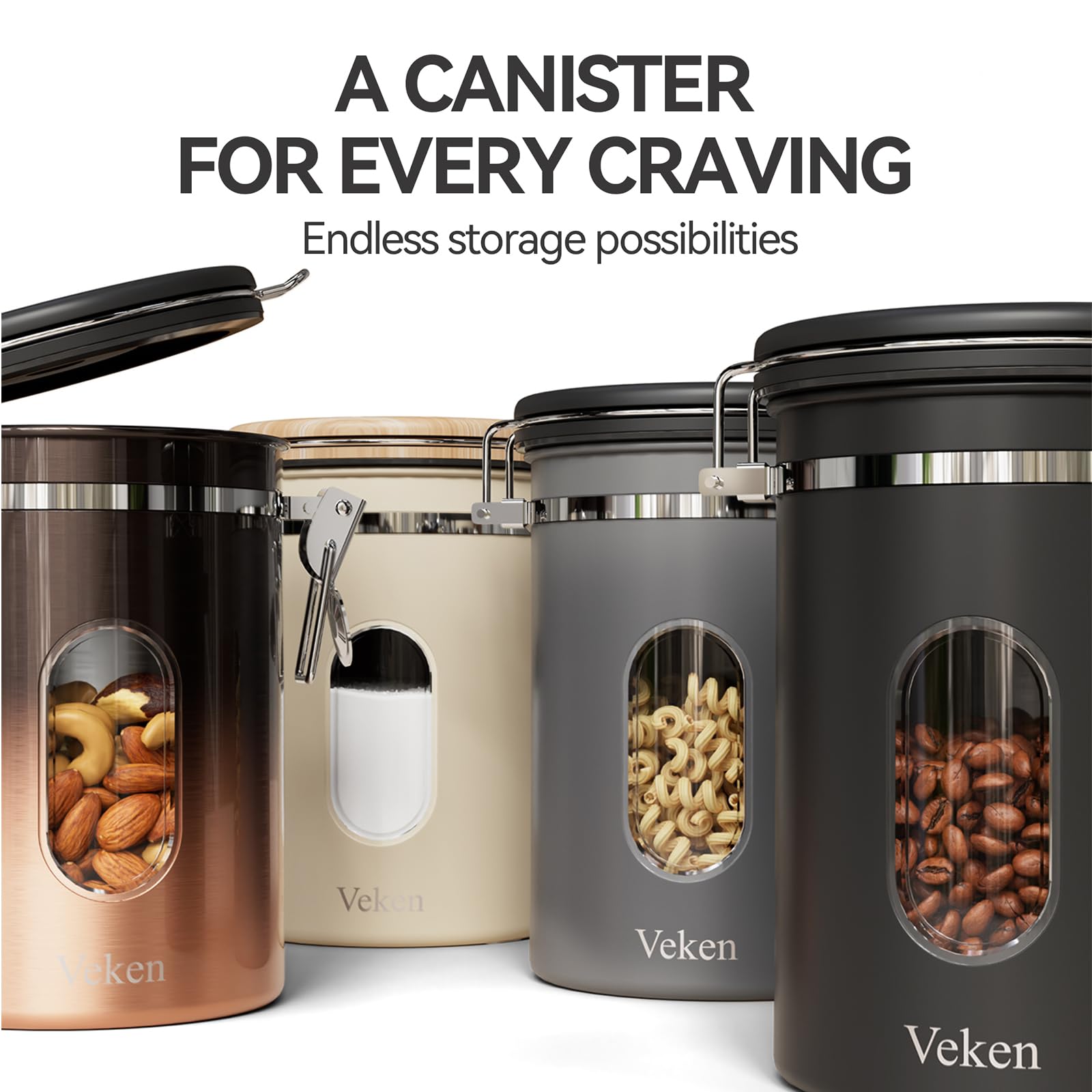 Foto 7 | Bote De Café Veken Hermético De Acero Inoxidable  650 Ml  Negro - Venta Internacional.