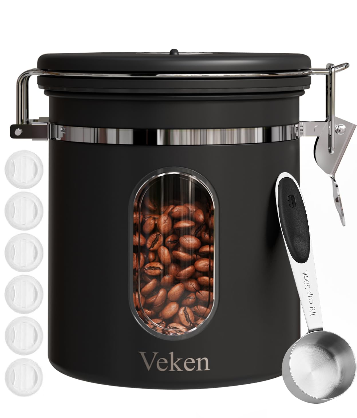 Foto 2 pulgar | Bote De Café Veken Hermético De Acero Inoxidable  500 Ml  Negro - Venta Internacional.