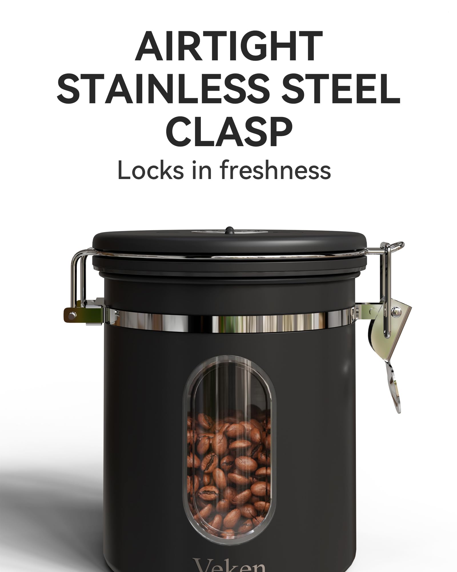Foto 2 | Bote De Café Veken Hermético De Acero Inoxidable  500 Ml  Negro - Venta Internacional.
