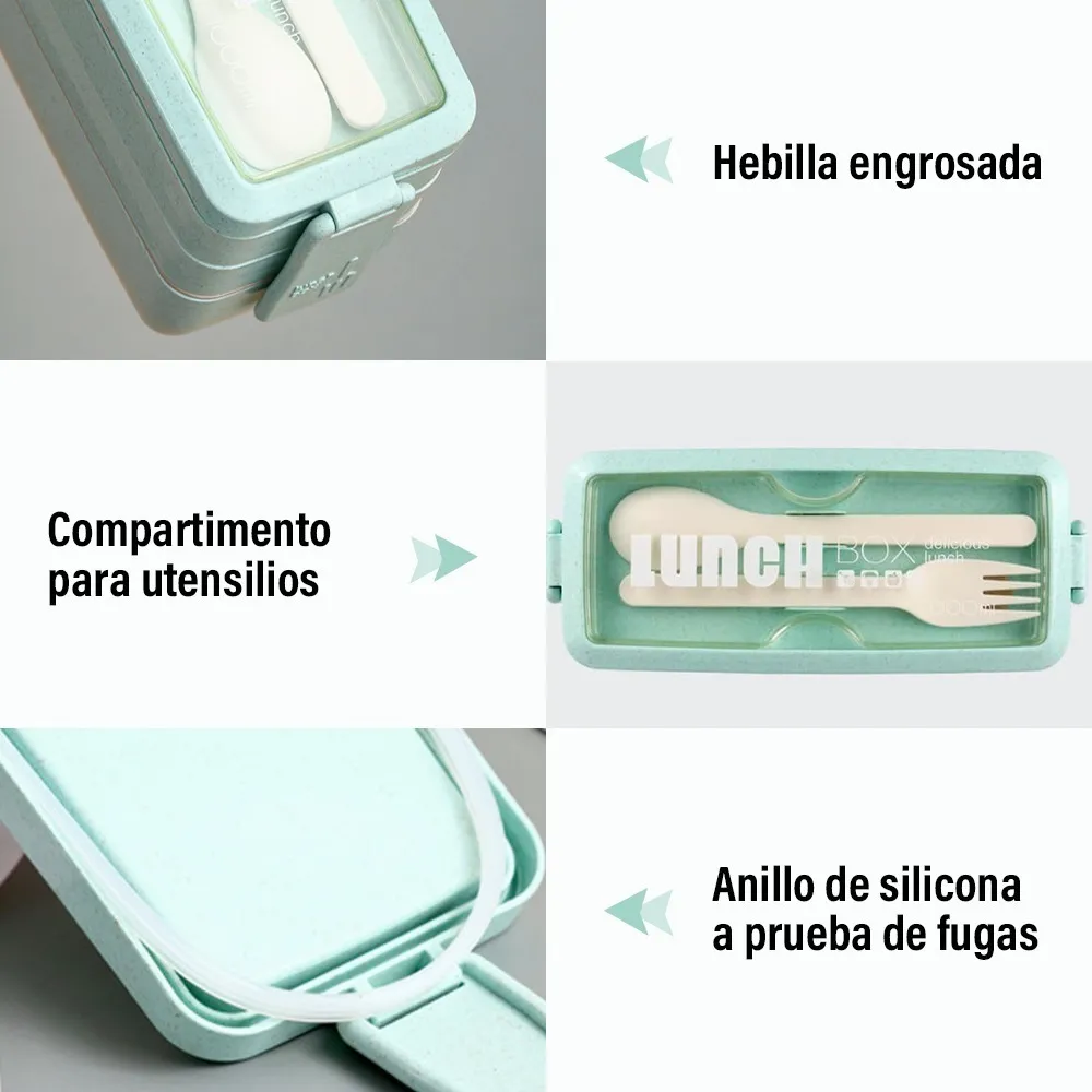 Foto 3 pulgar | Lonchera de 3 Niveles Malubero con Cubiertos
