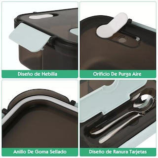 Foto 5 | Lonchera Belug color Negro con 3 Compartimentos