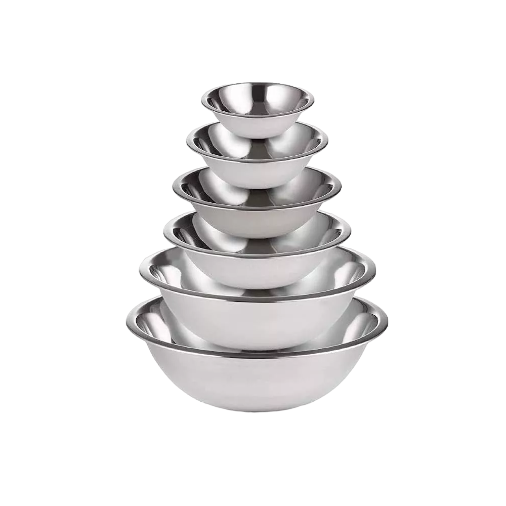 Set 6 Tazones Belug color Plata Bowls de Acero Inoxidable 18-20-22-24-26-28 CM